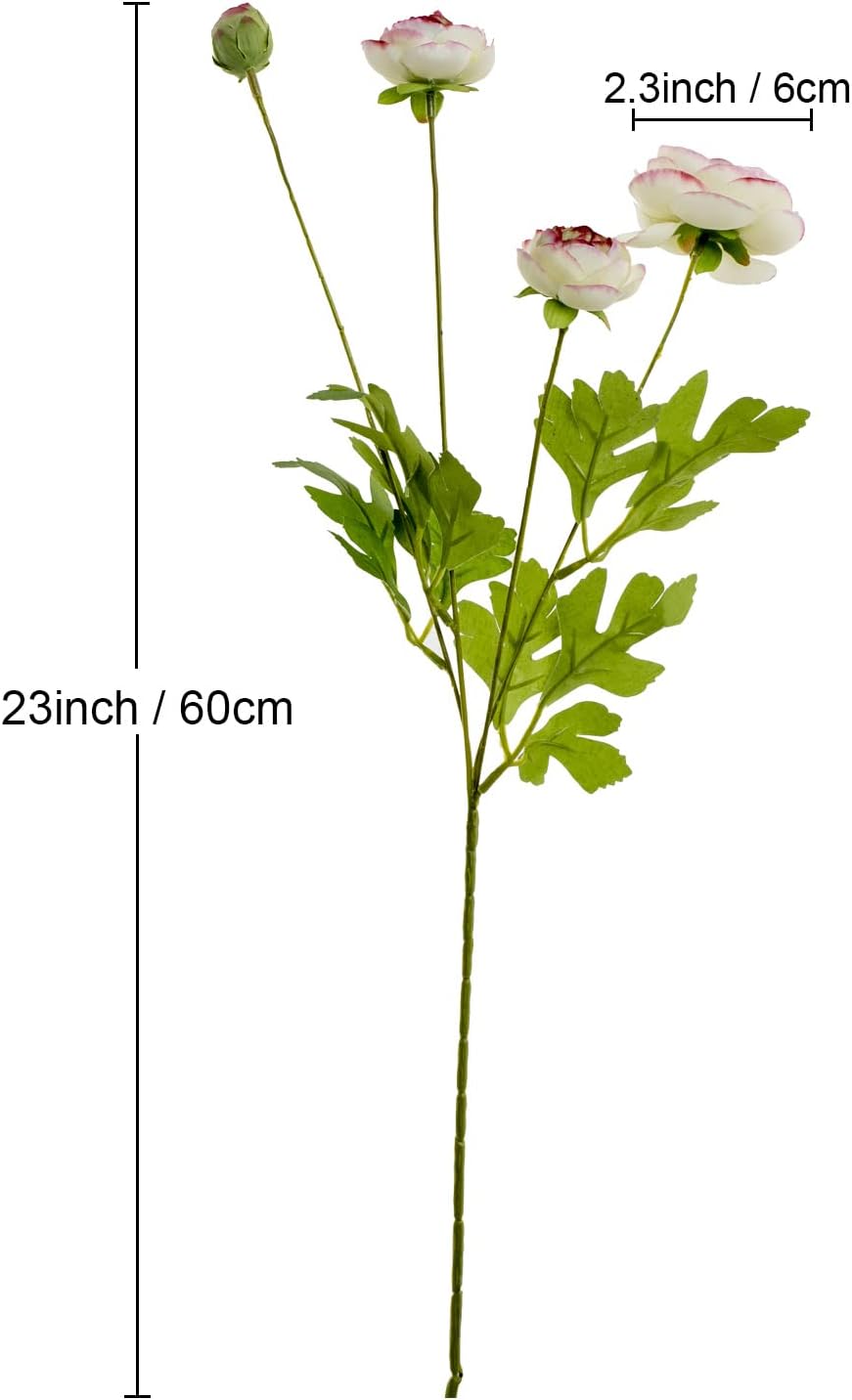 Artificial Silk Flowers Persian Buttercup Bicolor Ranunculus Flower 5 Pcs,Suitable for core Decoration,Wedding Floral Creation,Flower Arrangement DIY Project,Interior Decor(Green)