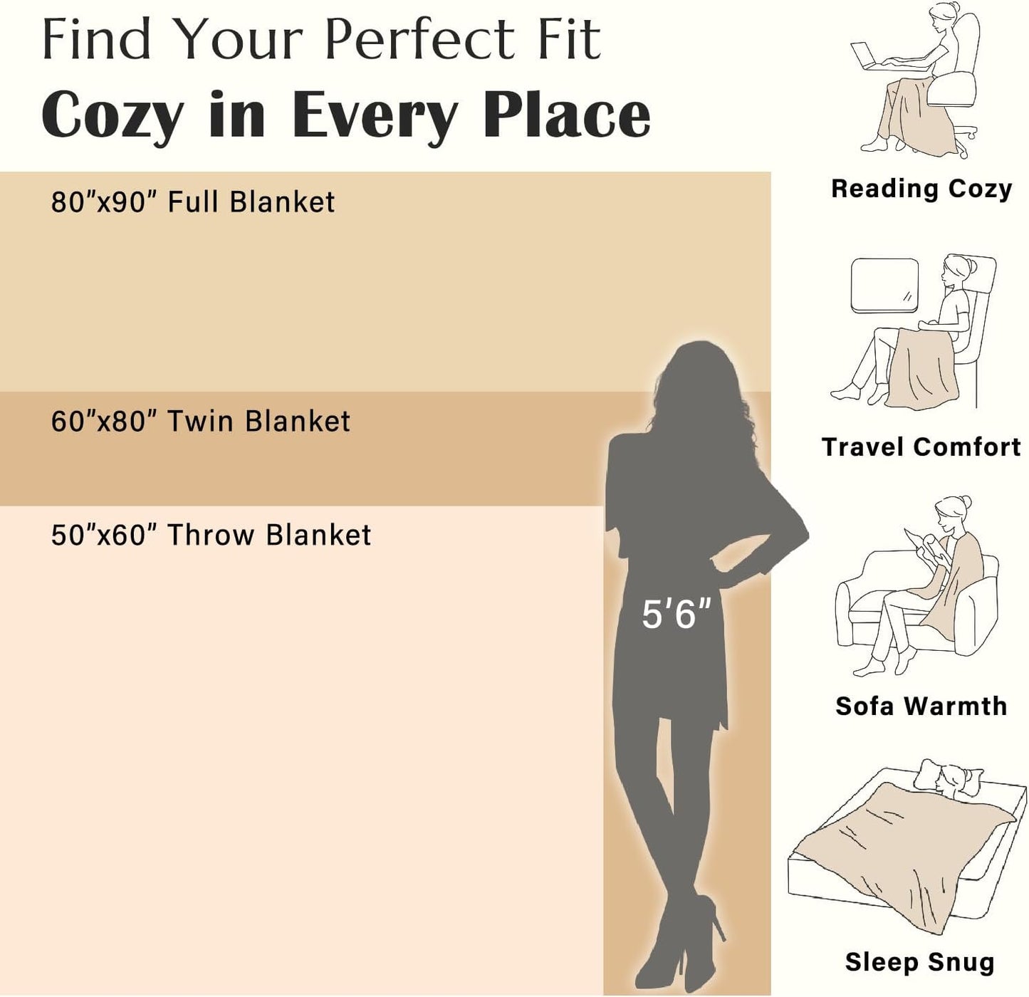 jinchan Boho 100% Cotton Muslin Queen Size 80x90 Throw Blanket Lightweight 4-Layer Orange Reversible Blanket Washable Breathable Geometric Striped Pattern Soft Comfy for Couch Bed Decor All Seasons