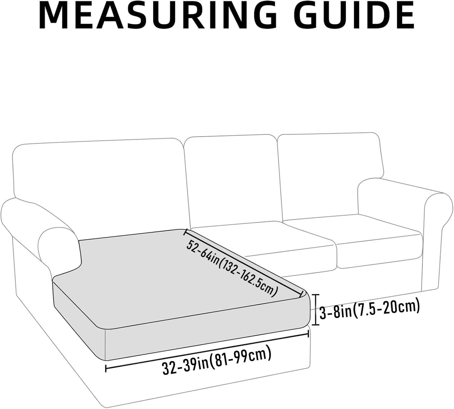 hyha Waterproof Sectional Couch Covers, Non Slip Sofa Couch Cushion Covers L Shape, Thick Stretch Jacquard Fabric, Washable Sofa Slipcovers with Elastic Bottom (1 Piece for Chaise, Beige)