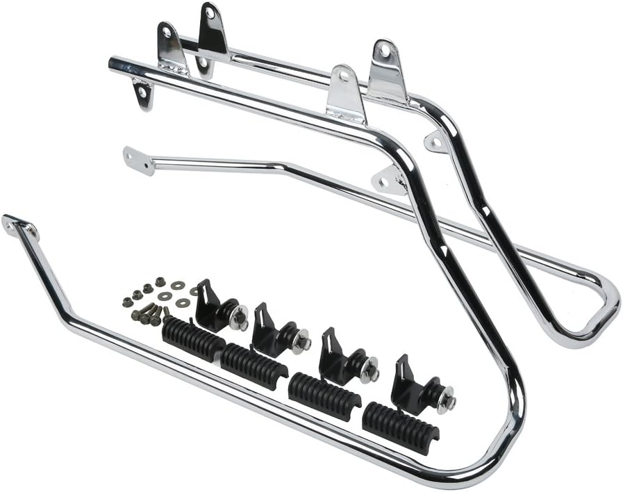 XFMT Hard Saddlebags Saddle Bag Turnk W/Chrome Conversion Brackets For Harley Heritage Softail Deluxe 1984-2017
