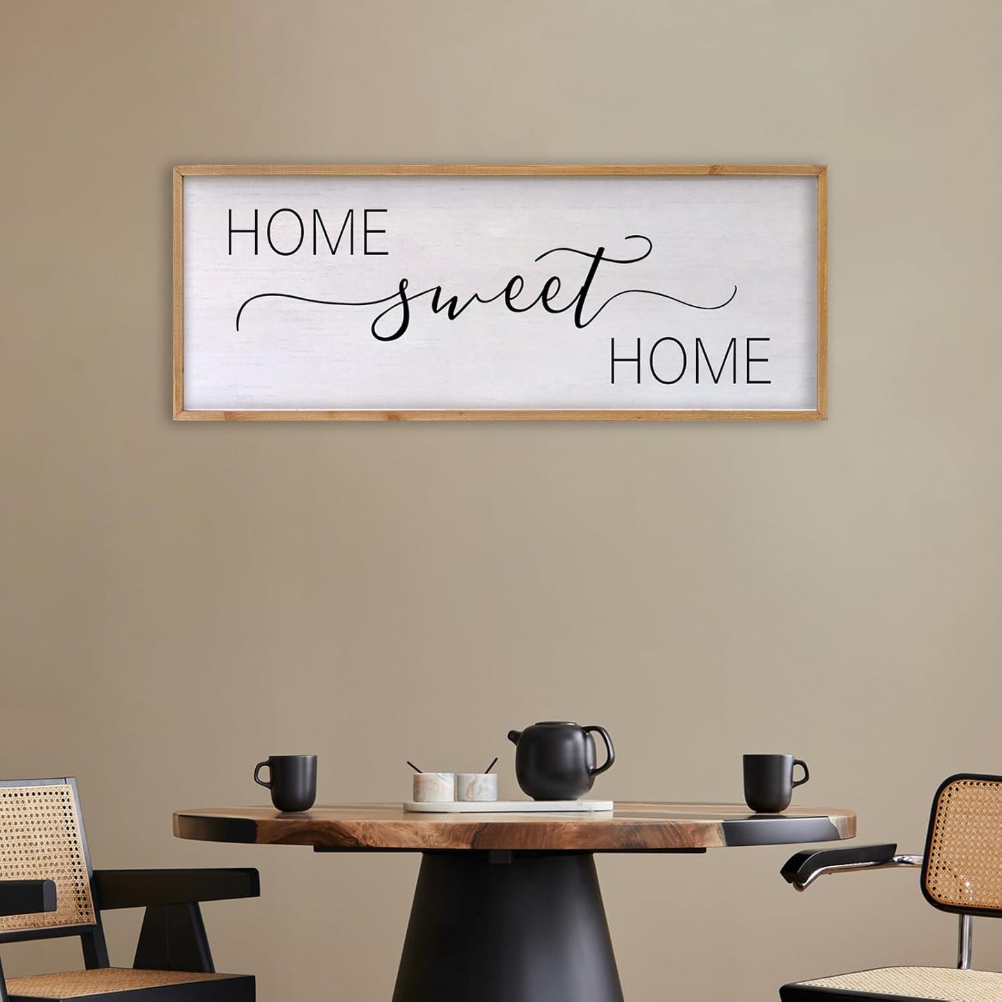 Home Sweet Home Sign Wall Decor 40"x15" Above Bed Living Room Large Wooden Framed Family Plaques Art (Wood)