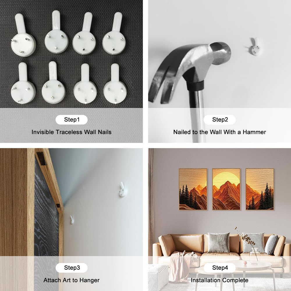 Large Mountain Framed Canvas Wall Art Set, Abstract Ridge Sun Painting, Boho Sunset Scenery Wall Decor,Modern Natural Landscape Art Print for Living Room,Bedroom,Office-16 x24 x3