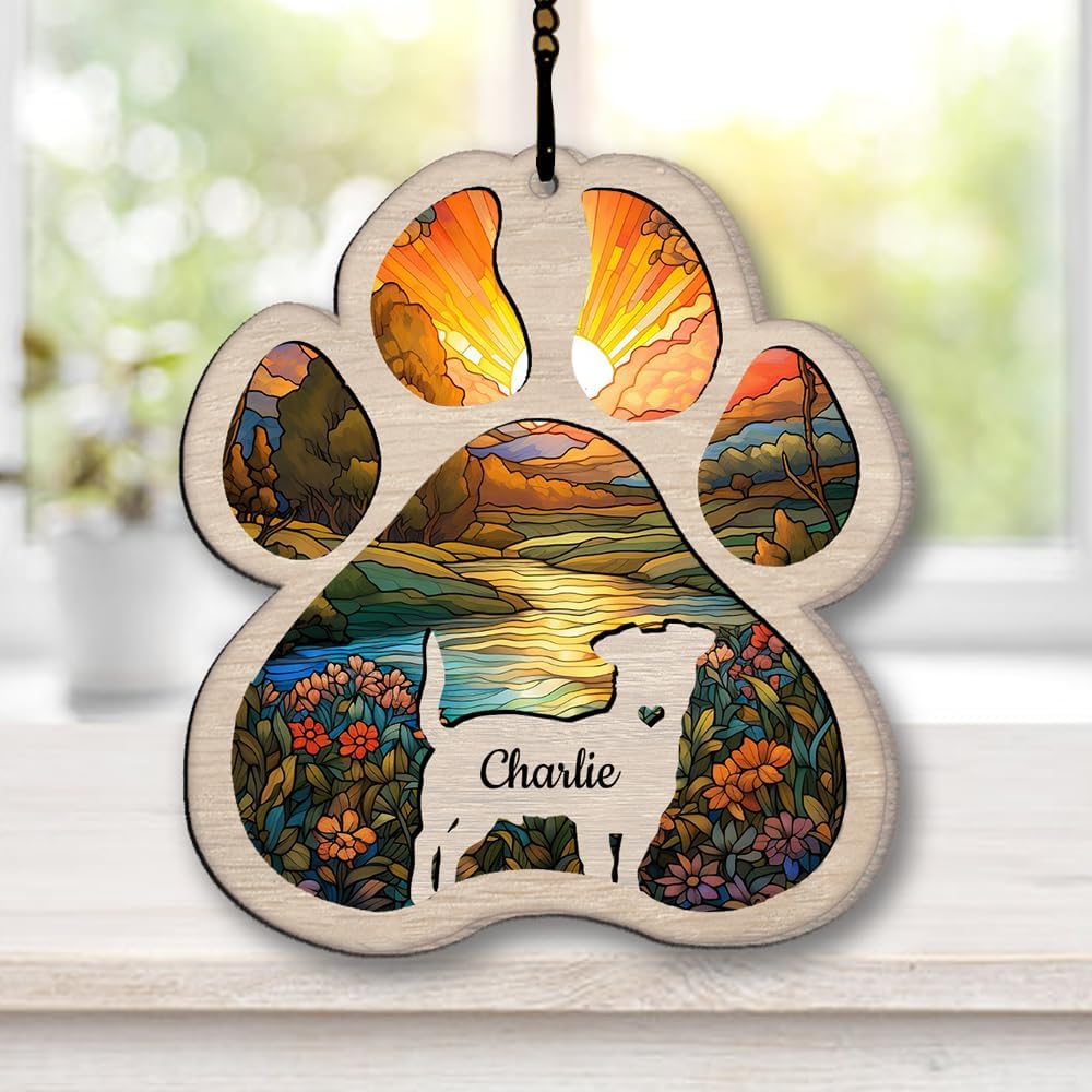 Personalized Fox Terrier Suncatcher Dog Memorial Gifts, Custom Fox Terrier Ornament Christmas Tree, Pet Remembrance Gift, Loss of Dog Sympathy Gift, Pets Memorial Ornament, Pet Loss Suncatcher