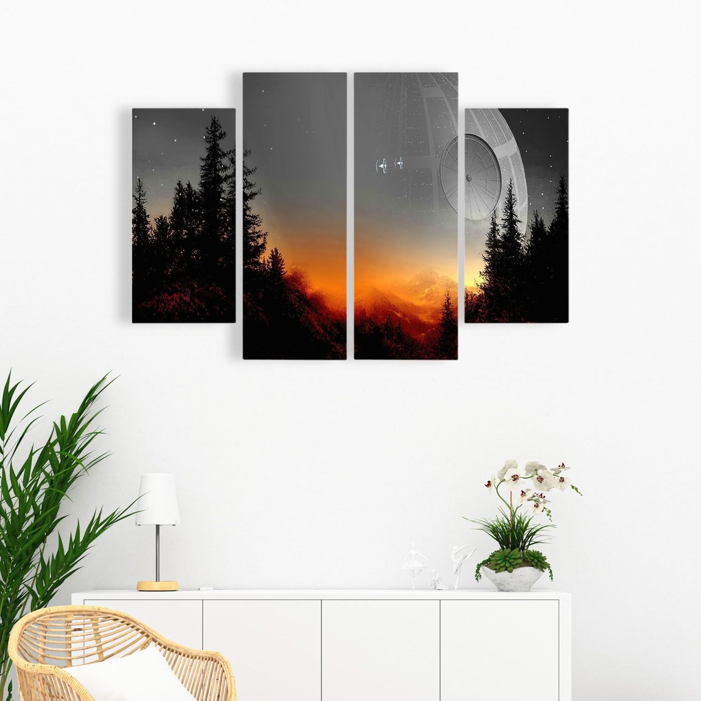 Death Star Inspired Canvas Print Wall Art | Futuristic Space Station Artwork | Smooth Surface Home Decor – Various Sizes (45in x 30in Gallery Wrapped)