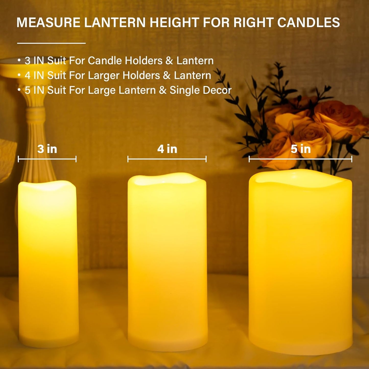 NURADA 8" x 4" Large Outdoor Flameless Candles - Waterproof LED Pillar Flickering Candle Battery Operated with Timer Remote Control for Patio Porch Lanterns Decor - Long Lasting Set of 2