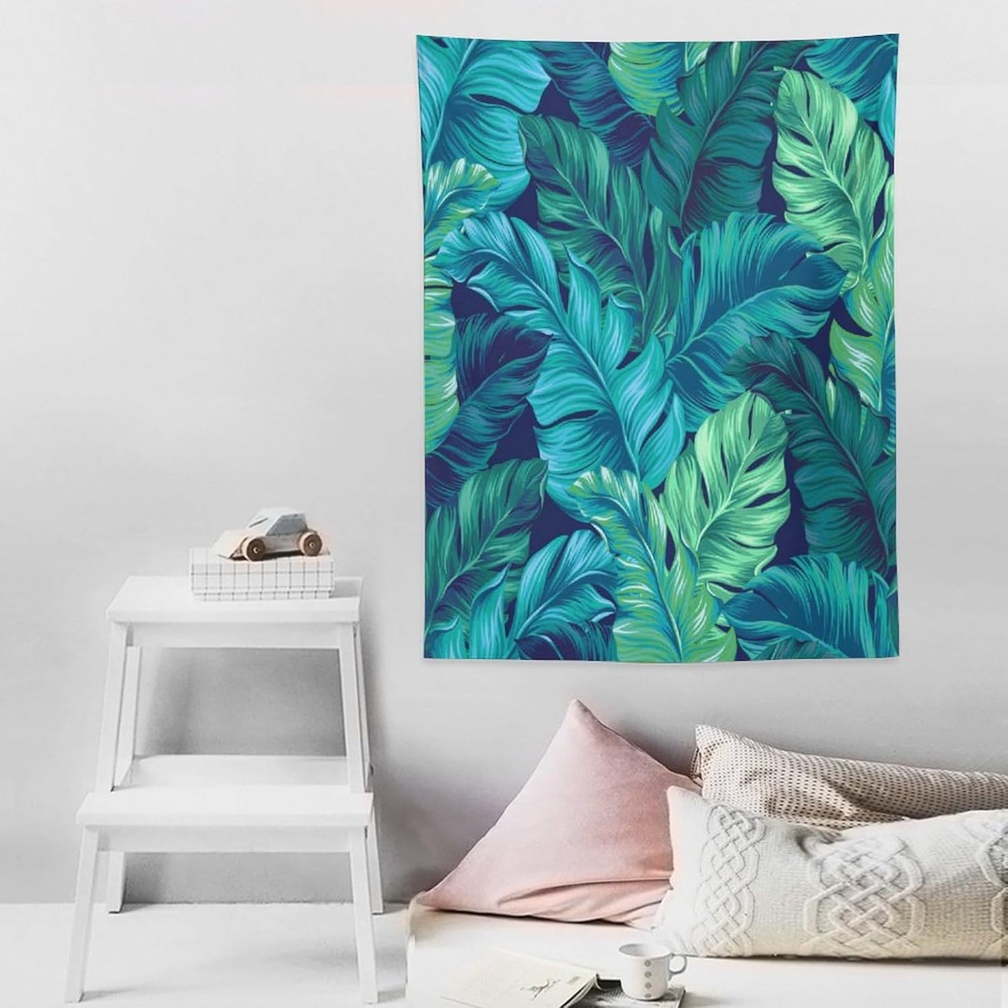 ICMOLYYENLO Tropical Green Plant Tapestry, Green Palm Leaves Natural Landscape Print Wall Tapestry for Bedroom Living Room Dormitory 30x40 Inch