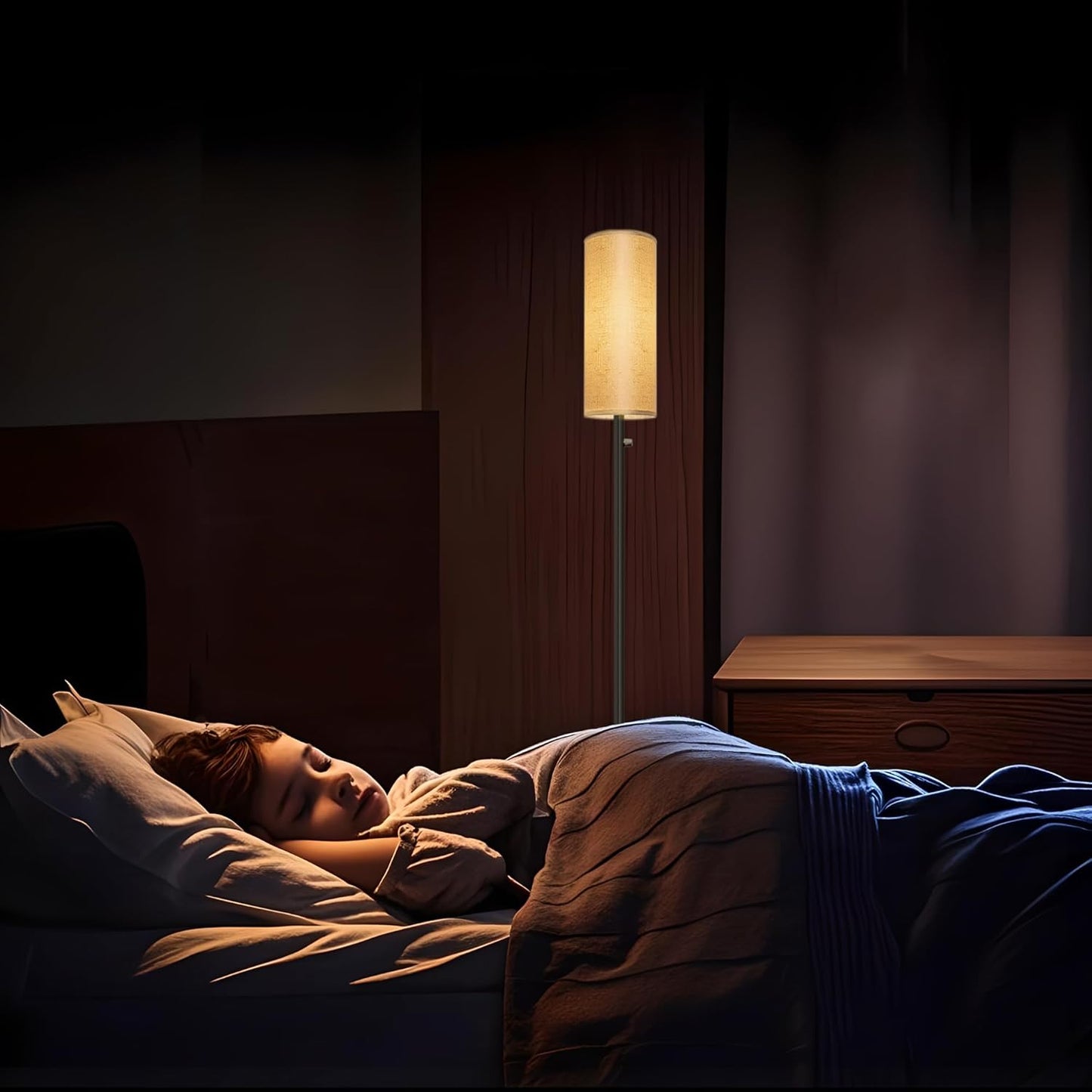 Floor Lamp for Living Room,Dimmable Floor Lamp with LED Bulb,Modern Standing Lamp with Marble Base,Tall Standing Lamps for Living Room,Bedroom,Office,Reading and Nursery(Black)