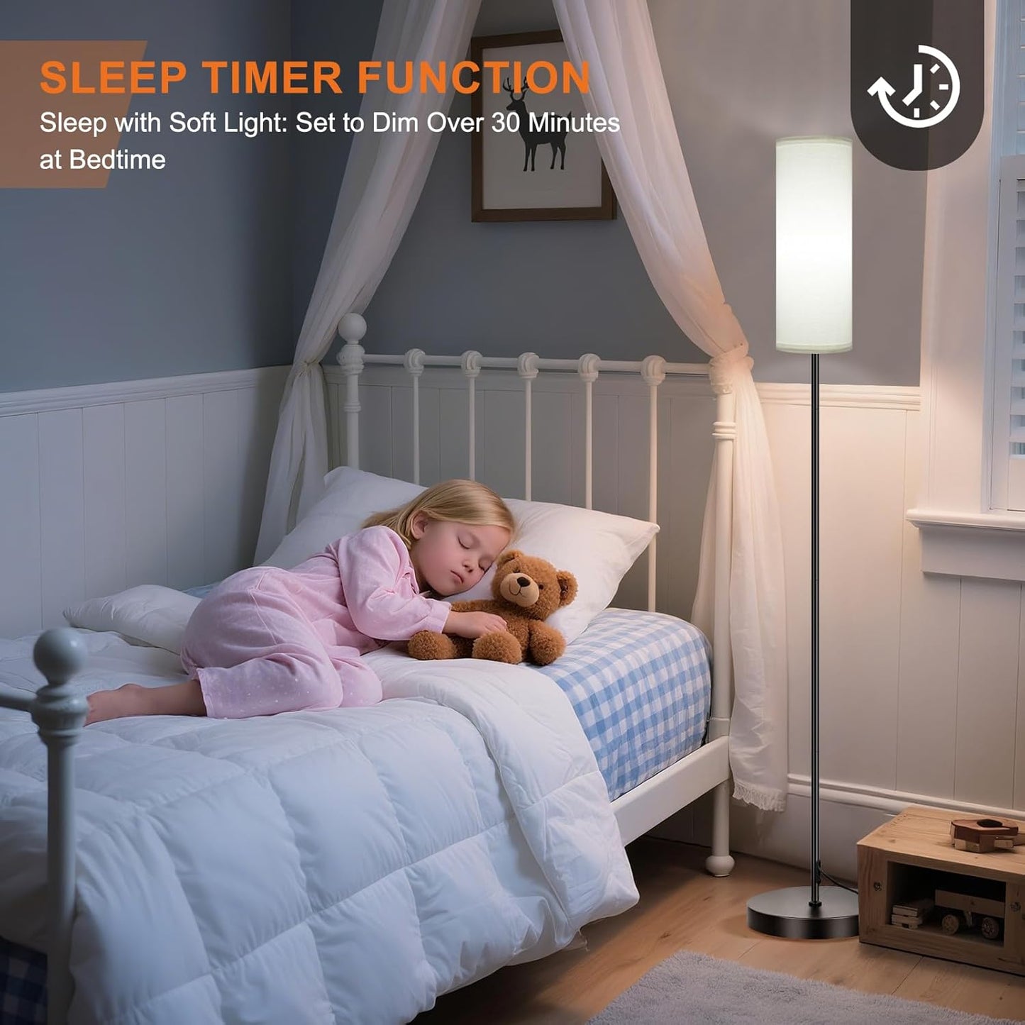 FRIDEKO HOME Floor Lamps for Living Room, Dimmable Colors Temperature & Brightness, Modern Floor Lamp Remote, Tall Standing Lamps for Kid Room Bedroom Office, White Lampshade 9W RGB Smart Bulb