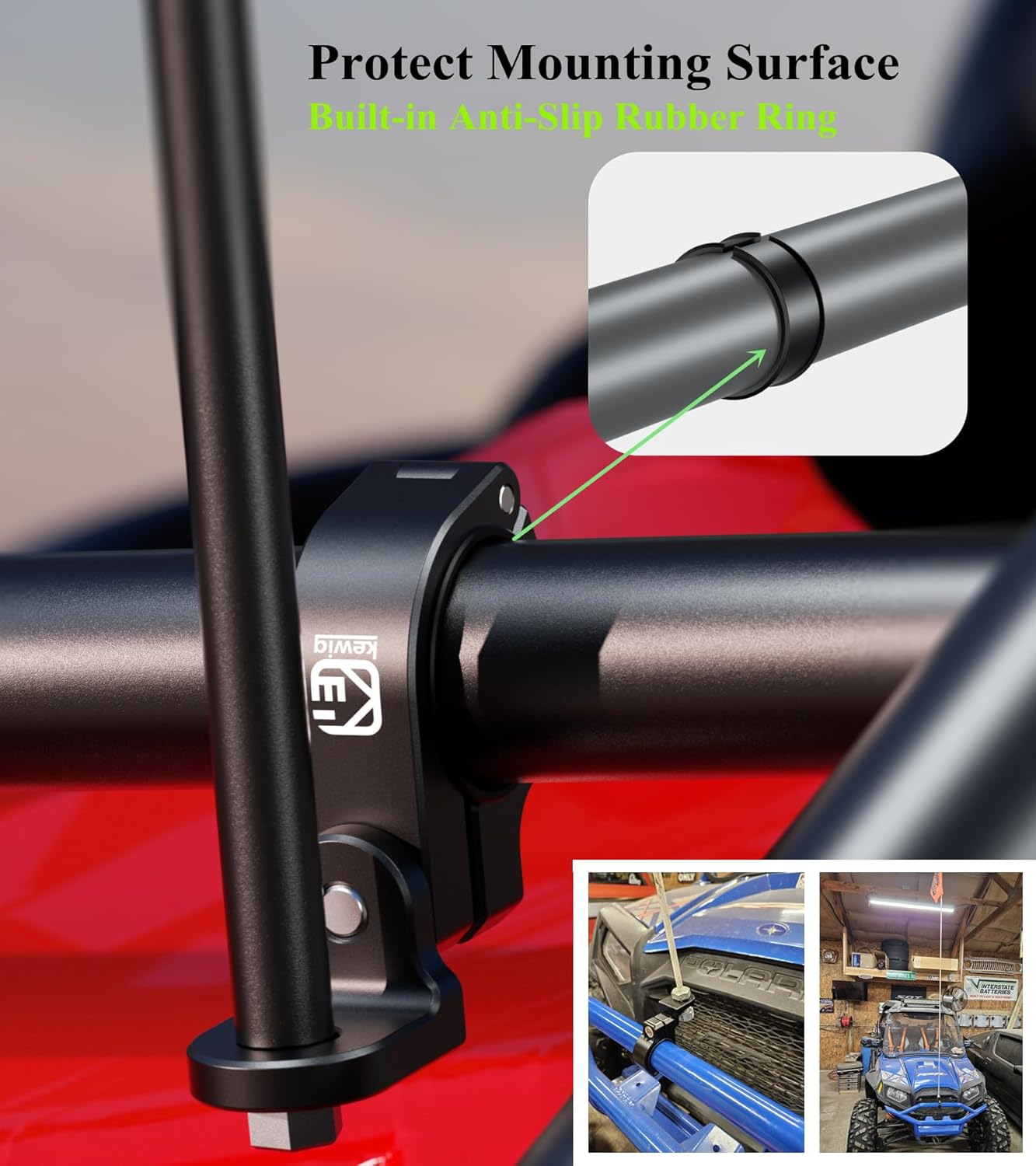 BRCOVAN Whip Light Flag Mount, Aluminum Alloy Off-Road LED Light Bar Mounting Bracket, Fit for Round Rails/Handlebars 0.875''/1"/1.125''/1.26"/1.375'' in Diameter, for ATV UTV Car Motorcycle Truck