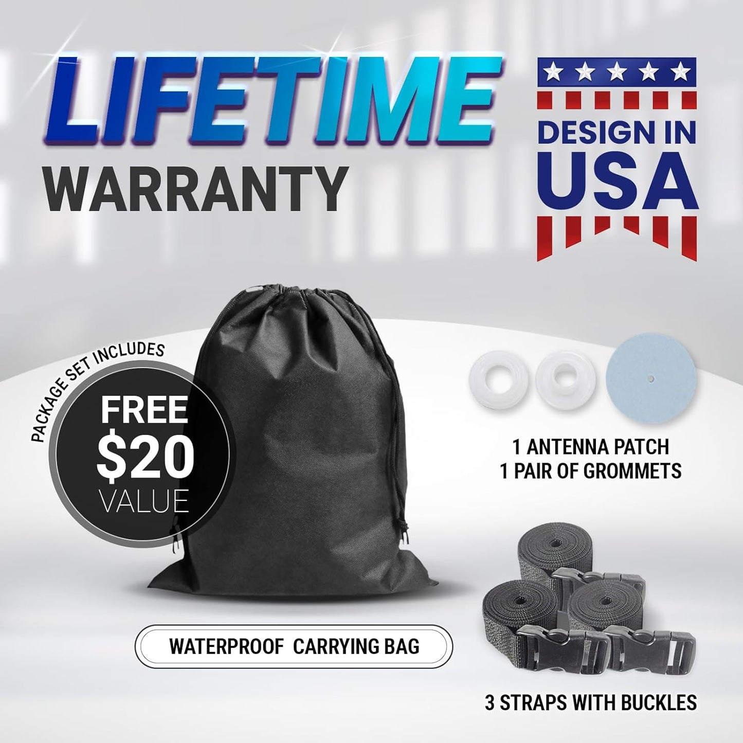 iCarCover Custom Car Cover for Chevy Bel Air 4-Door (1972-1975) Waterproof All Weather Rain Snow UV Sun Protector Full Exterior Indoor Outdoor Car Cover (Stripe - Gray/Black)