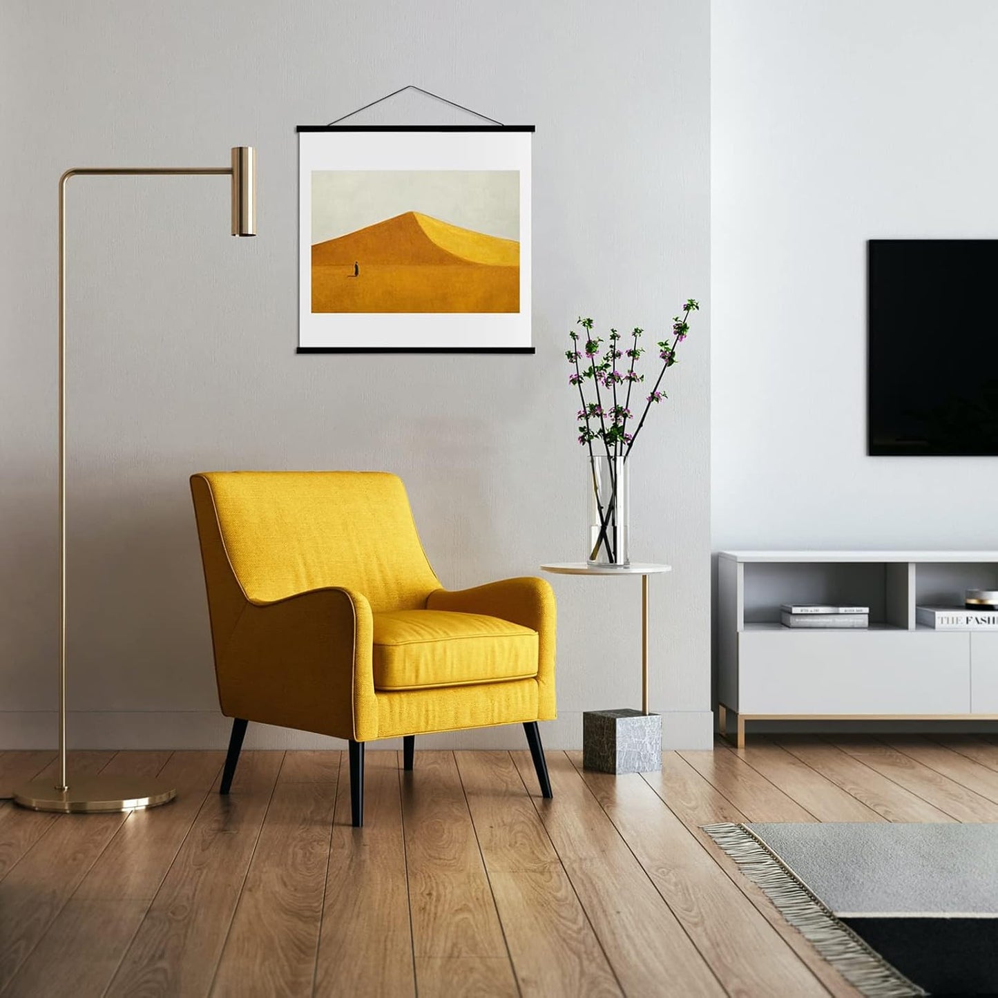 FALAMON Magnetic Poster Hanger Frame, 11x14 11x17 11x22 Teak Wood Magnet Poster Frame for Posters, Prints, Photos, Pictures, Maps, Scrolls, and Canvas Artwork(Black, 11")