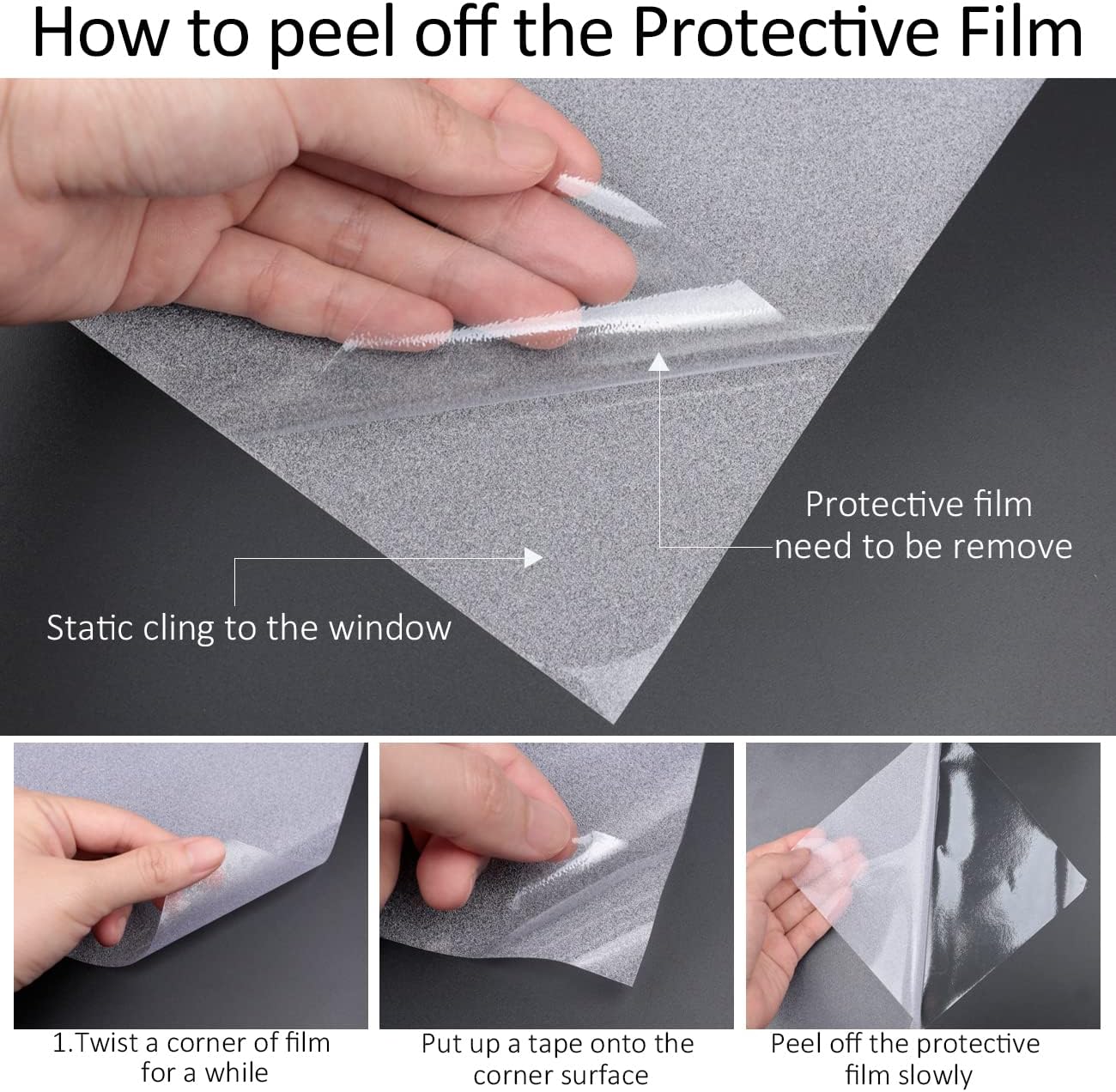 HIDBEA Frosted Window Privacy Film Heat Control UV Blocking, Static Cling Non-Adhesive Reusable Door coverings for Bathroom Home Office (Frosted 29.5 Inch x 13.1 Feet)