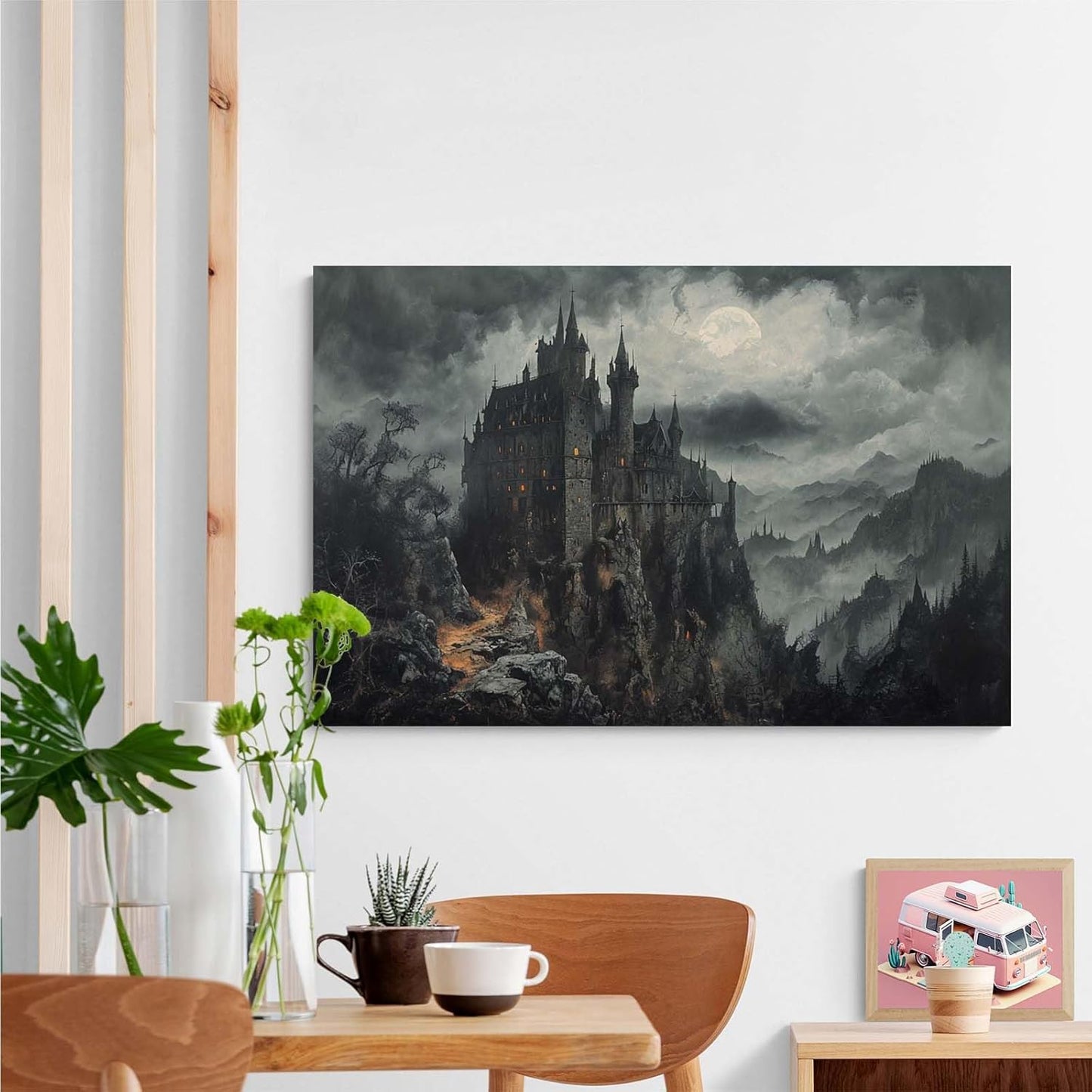 JFHCQJPK Vintage Castle Poster Dark Academy Victorian Gothic Castle Wall Art Poster Moody Mystical Art Print Suitable for Home Living Room Bedroom24x36in Frameless