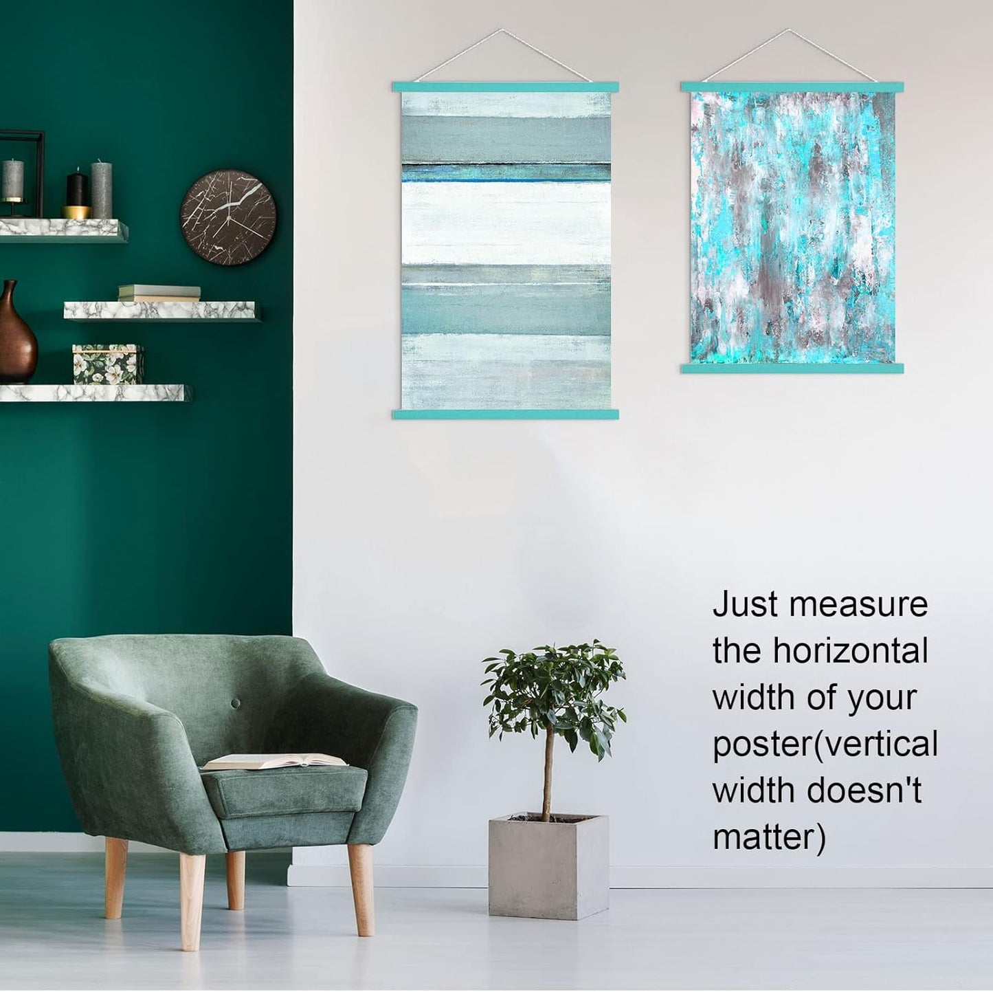 FALAMON Magnetic Poster Hanger Frame, 20x30 20x24 20x28 20x20 Solid Wood Magnetic Frame for Posters, Prints, Photos, Pictures, Maps, Scrolls, and Canvas Artwork (Light Blue, 20")