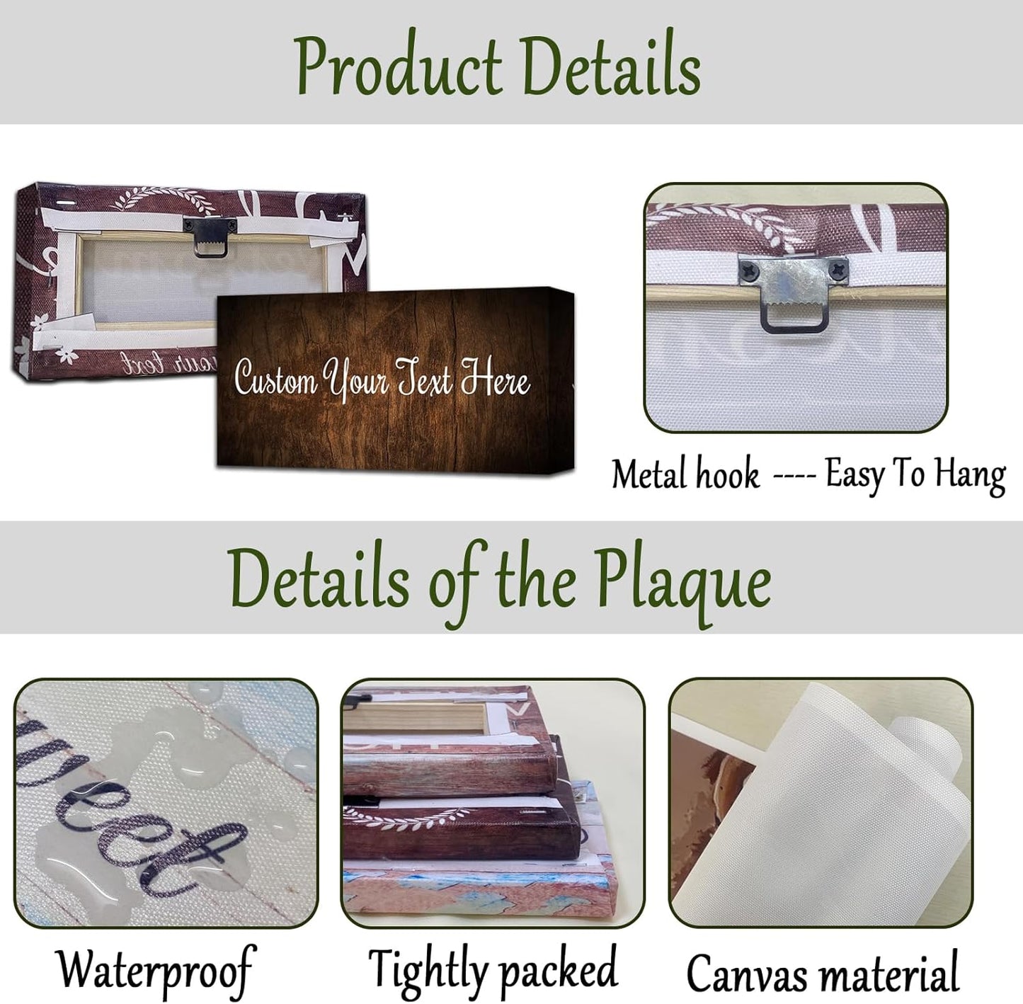 CHAOSETKEN Custom Text Sign Wall Art Personalized Family Quote Wall Decor Family Sign Canvas Prints Customized Wood Text Quote Pictures Rustic Farmhouse Decor Framed (36L x 12W)