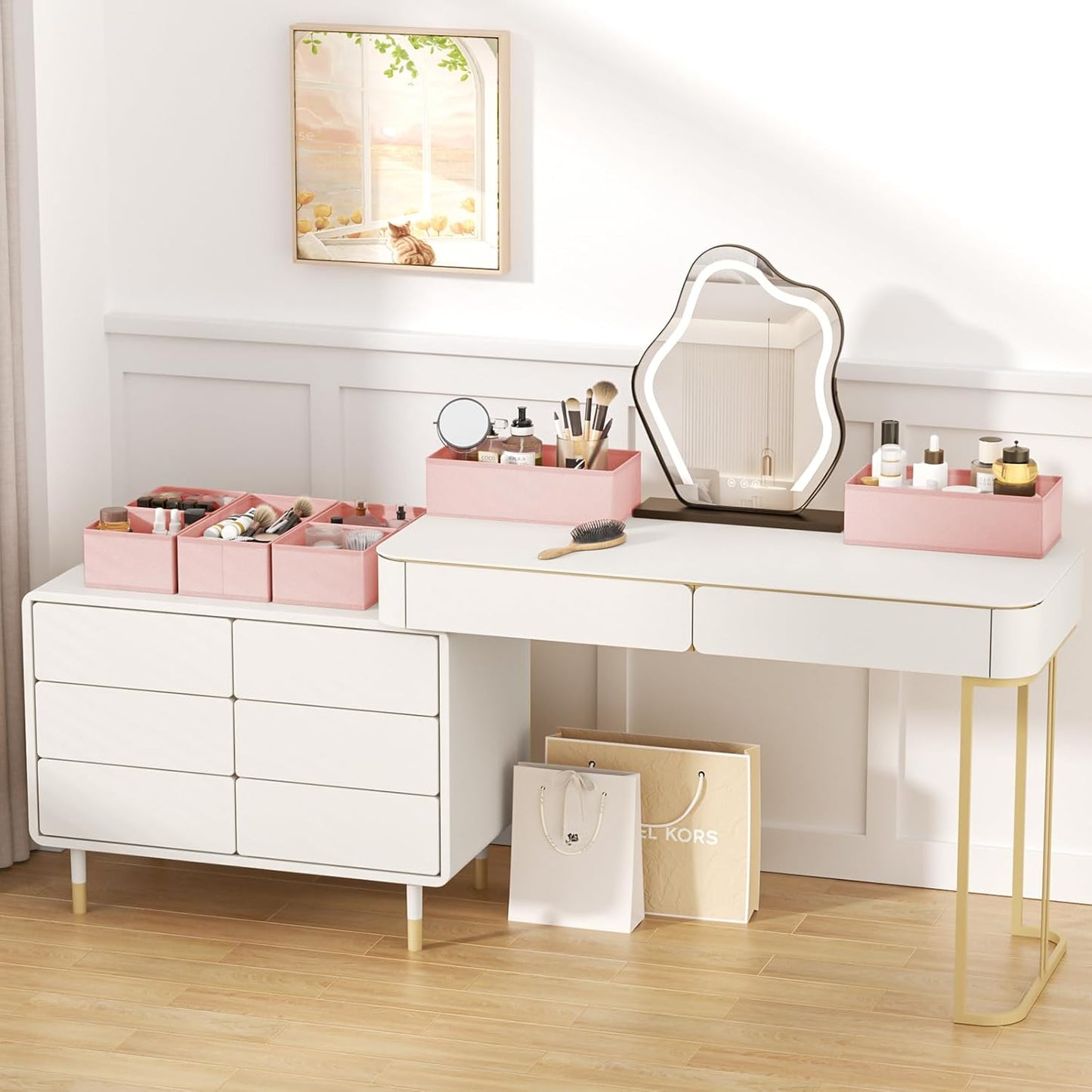 DIMJ Drawer Organizer Clothes 24Pack - Foldable Baby Organizers and Storage & Dresser Organizer for Bedroom, Closet - Nursery Organization Dresser Dividers for underwear, Sock,Bra, Belt, Tie, Pink