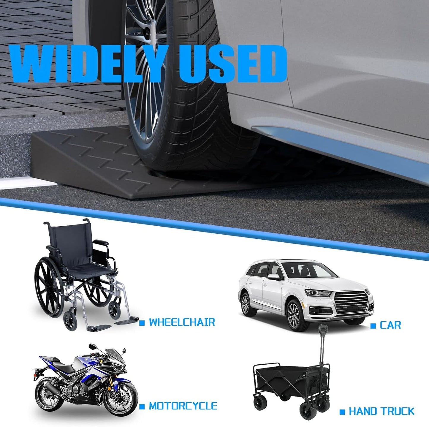 2 Pack 3.5'' Rise Rubber Curb Ramp Heavy Duty Loading Rubber Curb Ramps 3 Tons Driveway Ramp Car Slope Ramp for Loading Dock Bike Vehicle Warehouse Sidewalk Wheelchair (3.5" H)