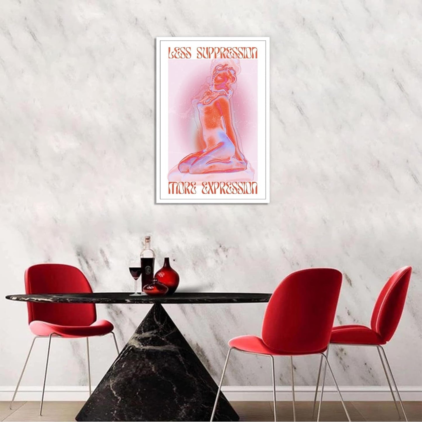 Spiritual Affirmation Art Poster Pink Woman Canvas Wall Art Aesthetic Pictures Sexy Woman Prints Painting Trendy Gradient Aesthetic Wall Decor Living Room Bedroom 16x24in Unframed