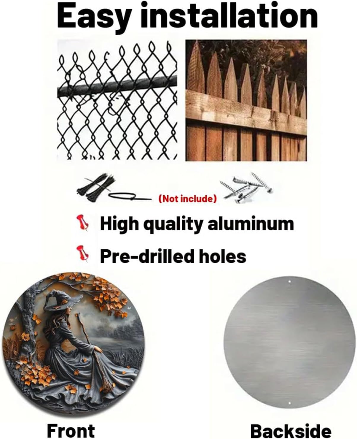 Fanyil/Olygee/Sherum/Shirem/Pubyfun/Glosrity/Libilin/Graddi/Solymody/Gowebs/Goredny/Vianys Witching Hour, Door Way Hanging Decor Halloween, 2D Wooden Round Witches Sign (B+C, 7.87")