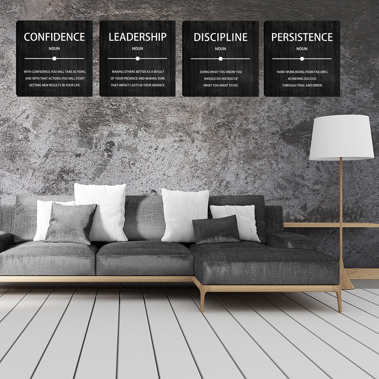 4 Pieces Inspirational Wall Art Motivational Office Quotes Wall Decor Success Quotes Wall Decor Artwork for Living Room Bedroom Home Office Wall Decoration Artwork 16”X16”X4
