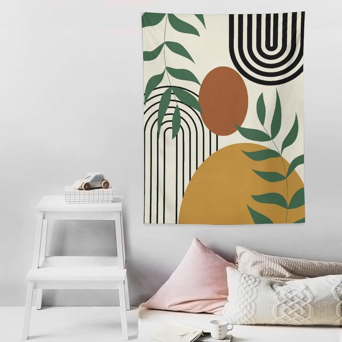 ICMOLYYENLO Boho Plant Aesthetic Tapestry, Abstract Medieval Arch Sun Home Aesthetic Wall Hanging For Bedroom Living Room Dormitory Tapestry 60x80 Inches