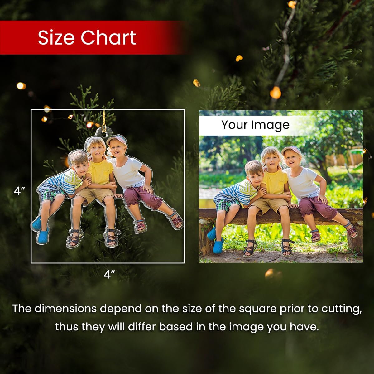 Personalized Baby Photo Ornament, Custom Ornament with Picture, Christmas Acrylic Ornament Gifts for Son Daughter, Sister Brother, Siblings, Boys Girls, Christmas Hanging Decor