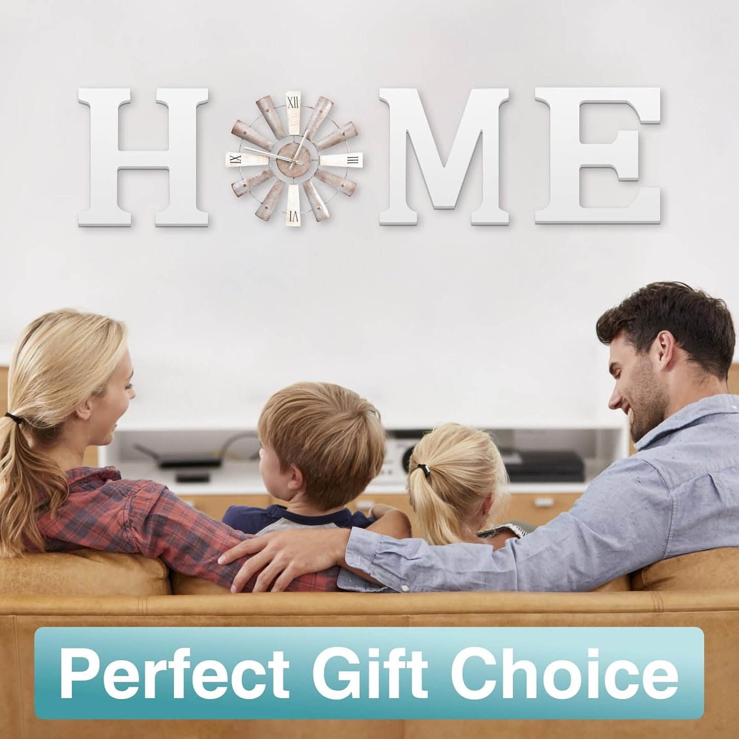 ZAZIWZ Farmhouse Home Signs with Windmill Clock Wall Decor Rustic Home Letters Wall Art for Living Room Kitchen Entryway Dining Room Bedroom (white)