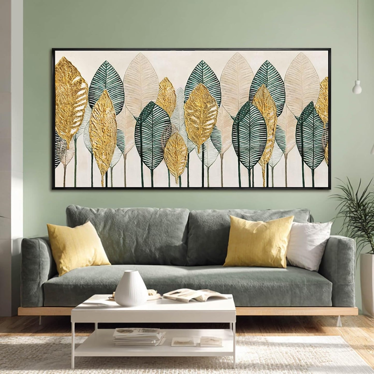 CHUDANHAO Vintage Wall Decor Gold Foil Wall Art Abstract Home Decorations Textured Artwork for Walls 24"x48" Pictures for Bedroom Office Art