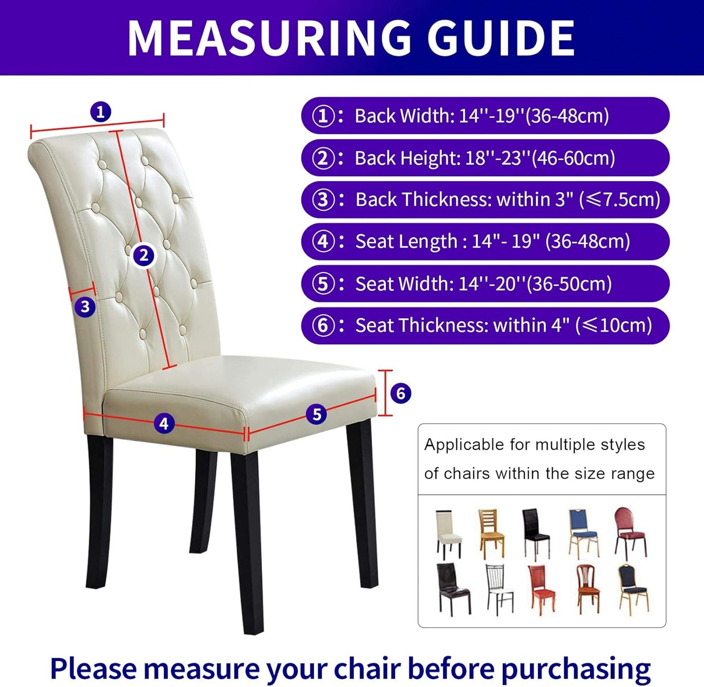 Howhic Stretch Chair Covers for Dining Room Set of 6, Removable Washable Dining Room Chair Covers, Dining Chair Slipcovers Seat Protector, Great for Home and Banquet Decoration (Ivory, 6 Pack)