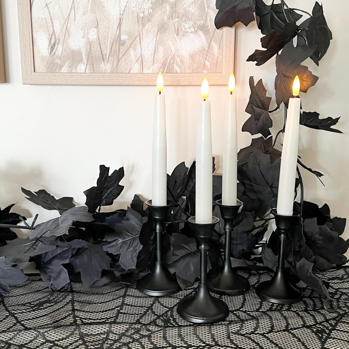 CQURE 10 Pack Black Fall Leaf Garland, Total 59Ft Halloween Garland Hanging Vines Artificial Fall Maple Leaves Thanksgiving Decor for Home Wedding Fireplace Christmas