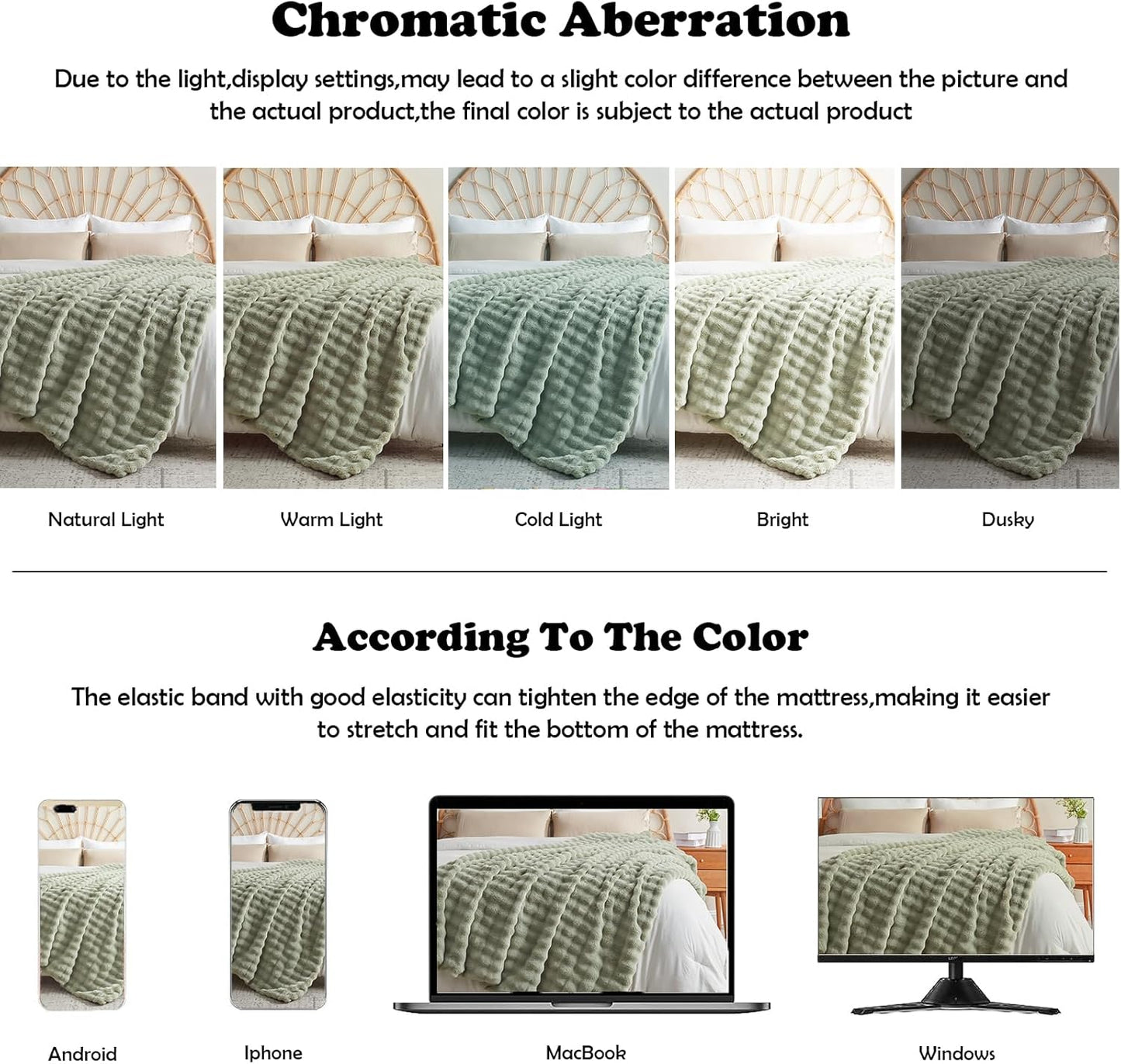 NEWCOSPLAY Faux Fur Twin Blanket Sage Green Bubble Blanket Thick Warm Soft for Couch Sofa Bed 550GSM (Sage Green, Twin(60"x80"))