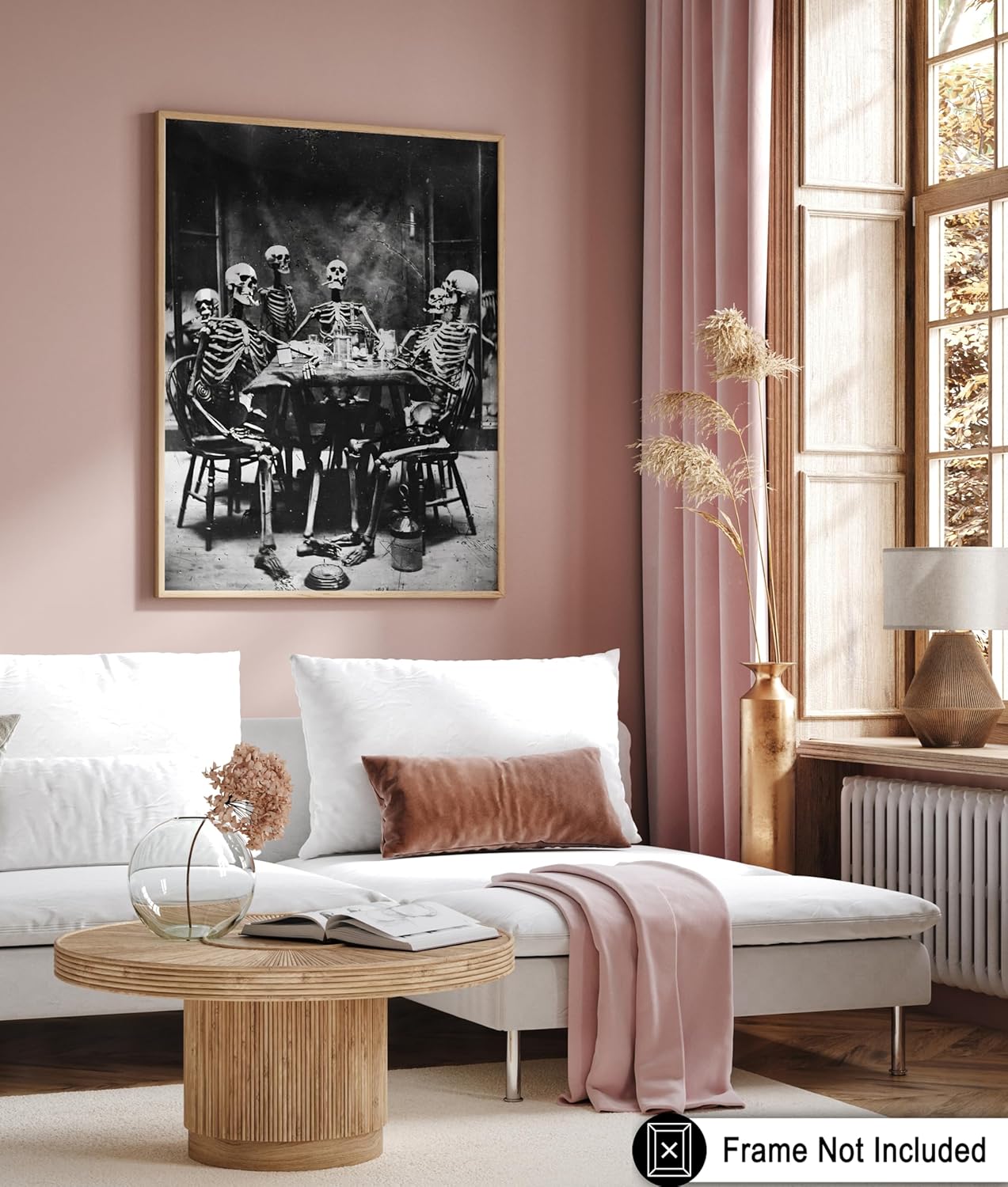 Poster Master Vintage Skeletons Smoking Poster - Retro Dinner Party Print - Skeleton Art - Halloween Art - Gift for Him & Her - Gothic Decor for Dorm, Living Room or Bedroom - 16x20 UNFRAMED Wall Art