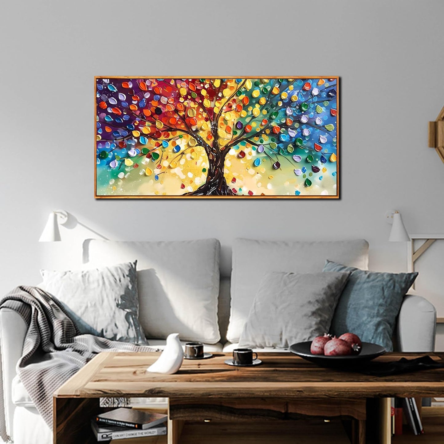 ZHAOSHOP Colorful Tree Wall Art for Living Room - Abstract Canvas Wall Art for Office - Framed Modern Wall Art for Bedroom Size 20" x 40"