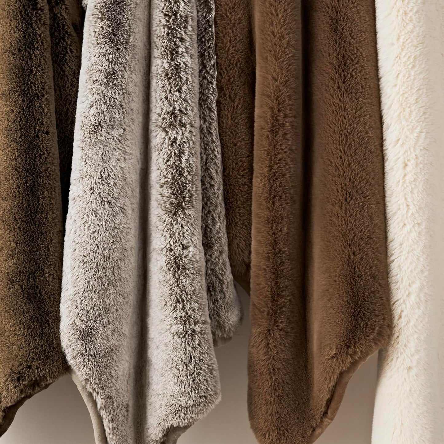 Luxury Soft Faux Chinchilla Fur Throw Blanket for Couch, Warm Thick Heavy Winter Throw Blanket 1220GSM for Bed, Fluffy Cozy Mink Blanket with Reversible Velvet, Brown Sable, 60"x80"