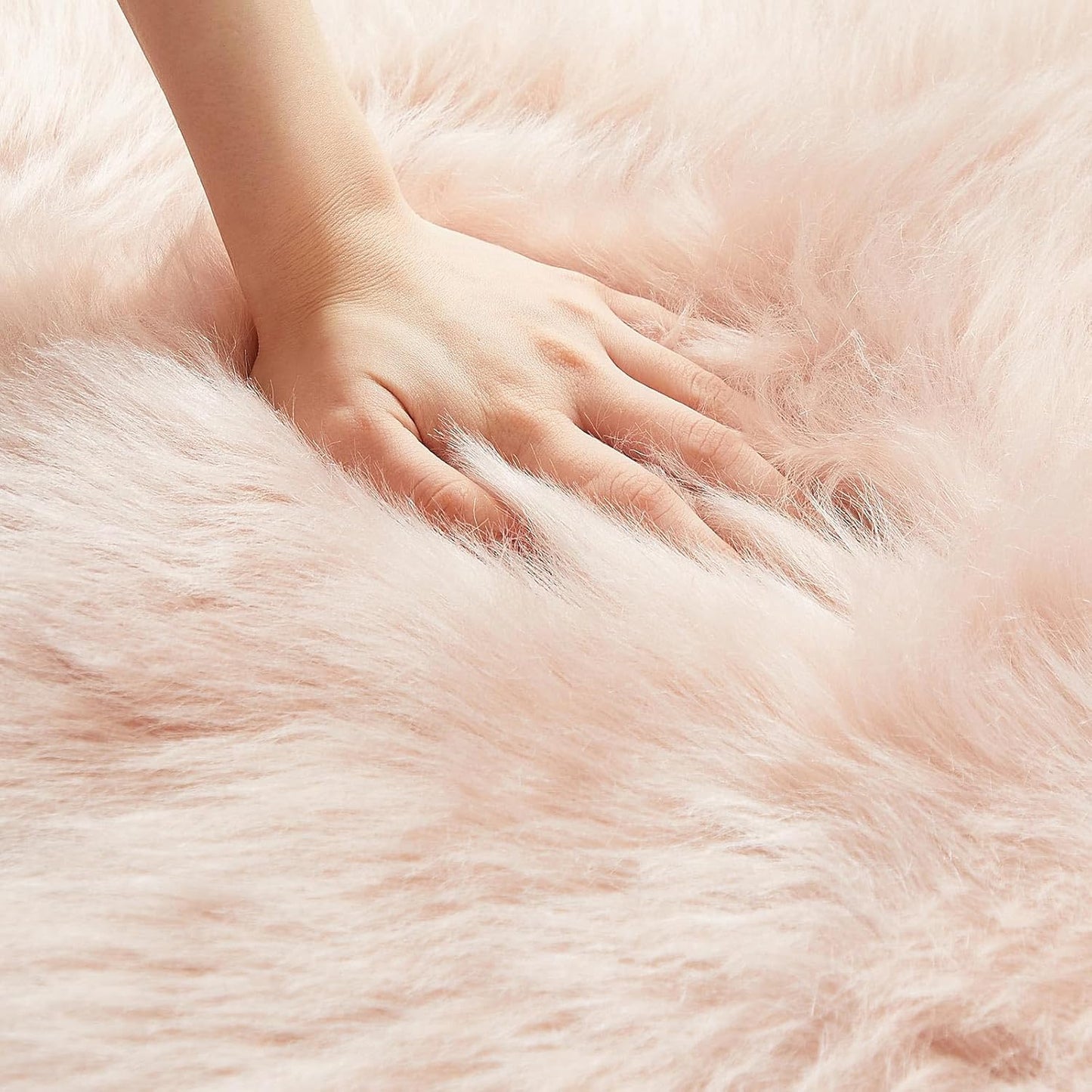 AMTOVO Faux Fur Rug, Pink Area Rug, Fluffy Sheepskin Rug, Fuzzy Ultra Soft 2 x 4 ft Shag Rugs for Bedroom Sofa Throw Cushion Room Decor, Sheepskin