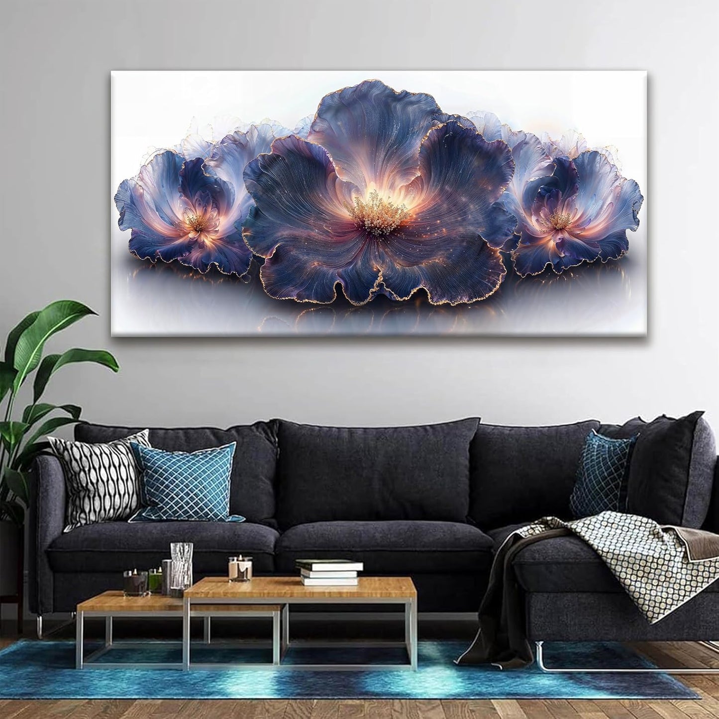 Suconvng Large Canvas Art Wall Decor Purple Flowers Wall Art For Living Room Picture Modern Abstract Artwork Painting Bedroom Home Office Prints Home Wall Decor Artwork 29" X 58"