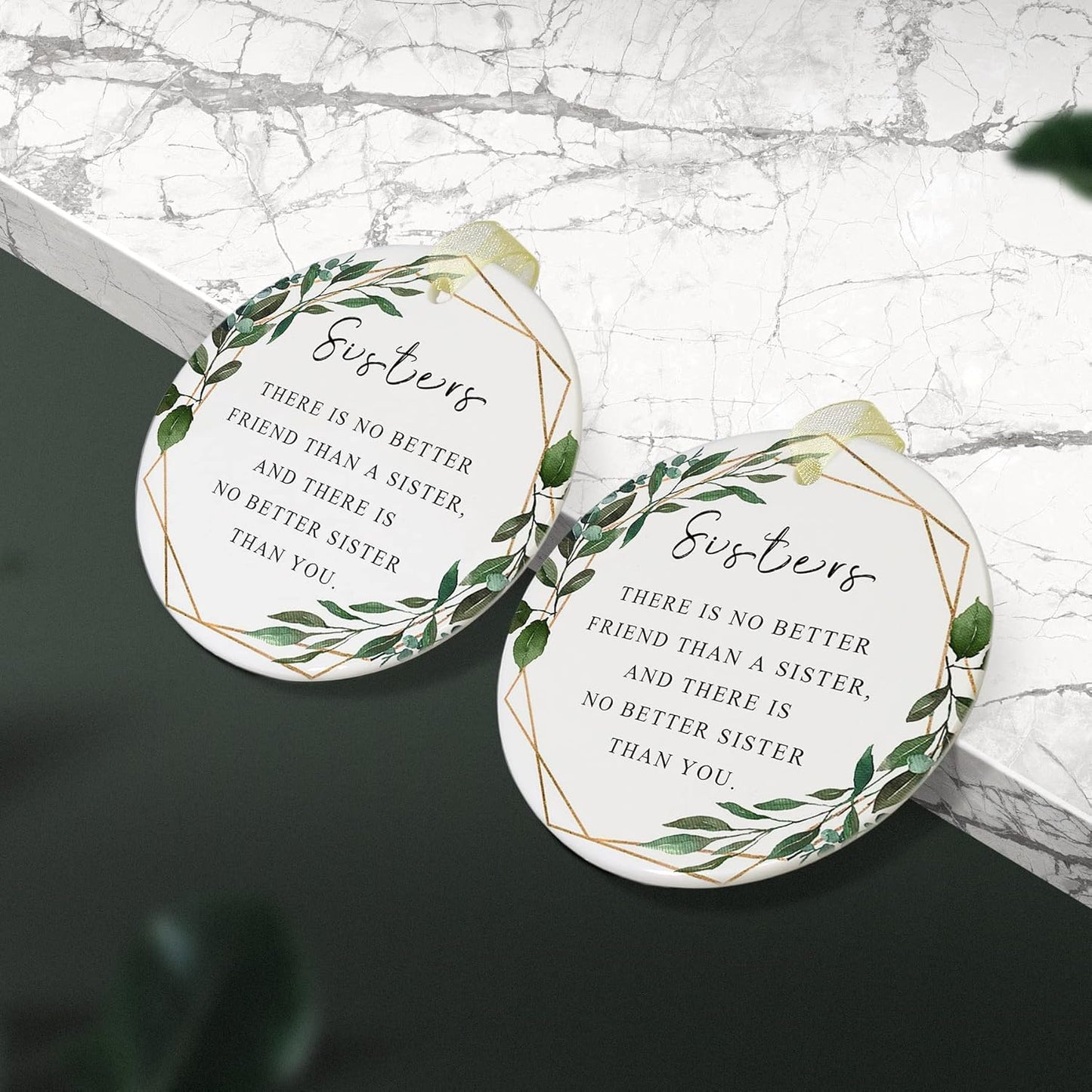 Sister Ornaments 2025 Sis Ornament Sister Christmas Ornament Forever Graduate Best Sis Ever Double-Sided Printing Ceramic 2.9"