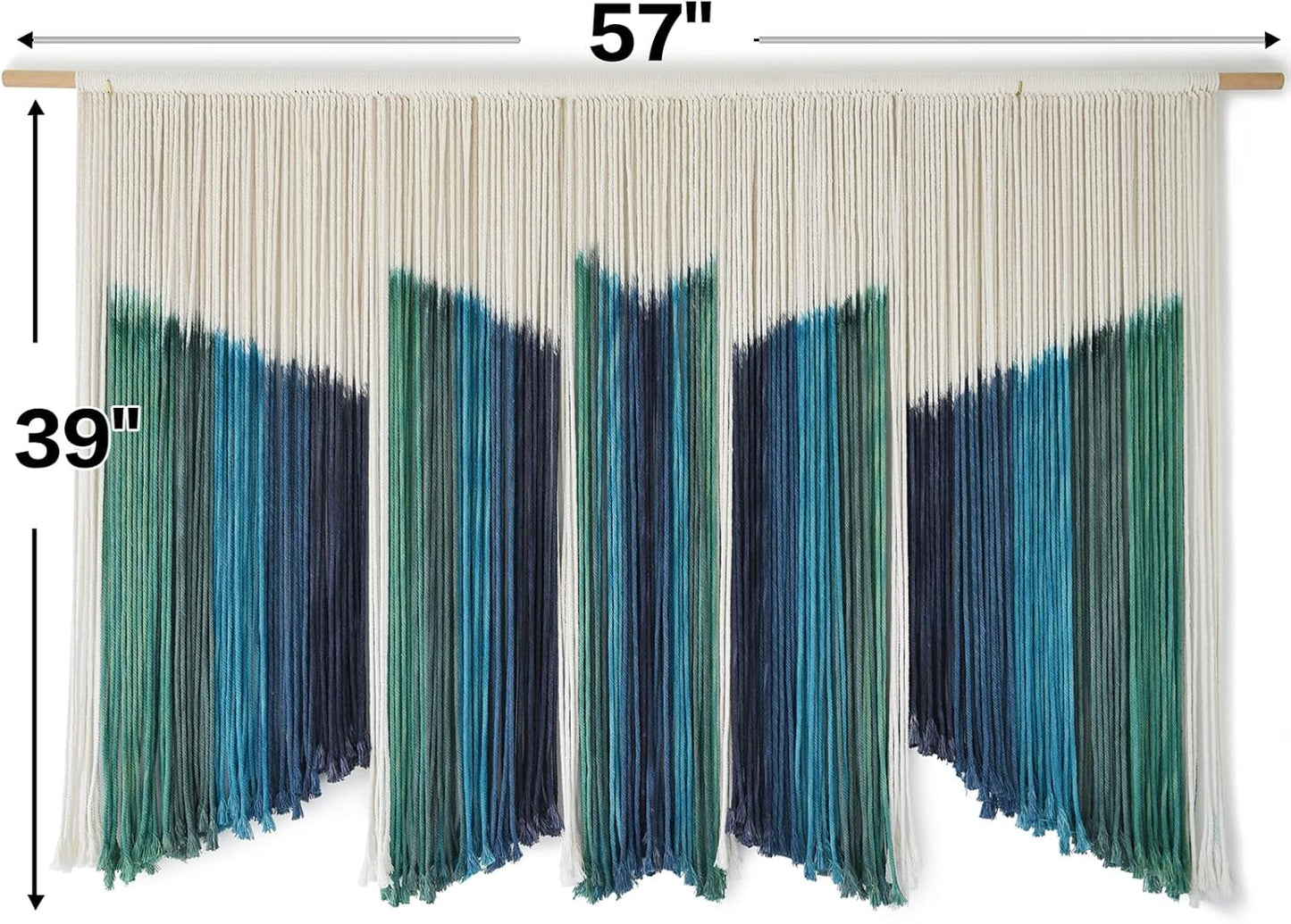 IOWER Macrame Wall Hanging Dip-Dyed 59" Wx37 L Craftsmanship Fiber Yarn Wall Art Boho Macrame Wall Decor