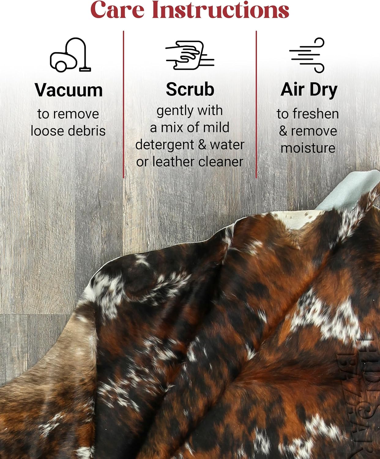 Natural Cowhide Rug for Home & Office Premium Dark Tricolor Cowhide Rug with Unique Dark Brown, Black & White Patterns- Cow Hide Rugs Made with Tanned Leather - Cow Hide Rugs 6x7-8 ft