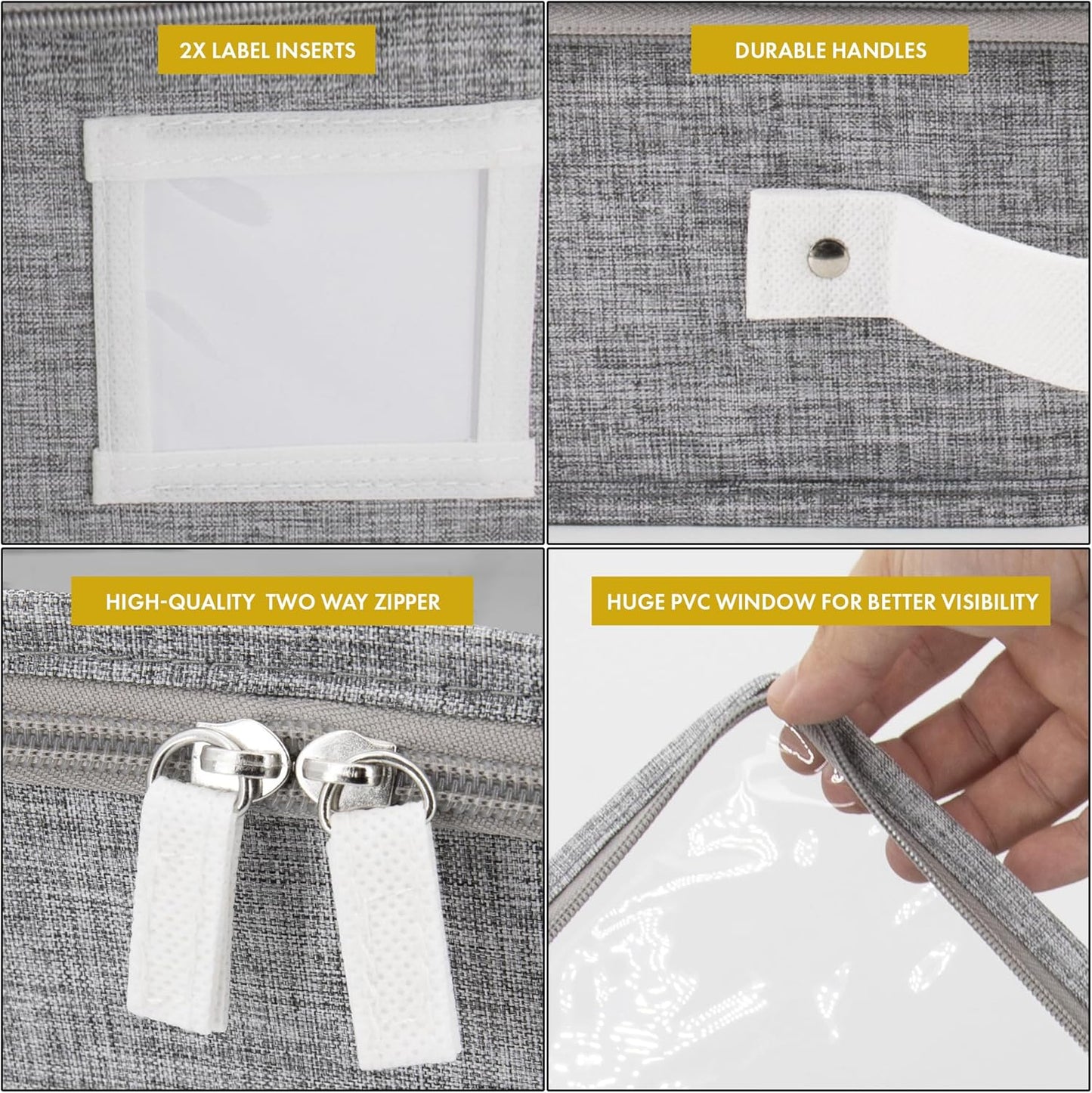 HOMELUX THEORY 2pc Low Profile Under Bed Storage Containers, Thin Under Couch Storage Organizer with Bins & Lids, Underbed Storage Box Ideal for Seasonal Clothes, Blankets, Fabric & Shoes (LightGray)