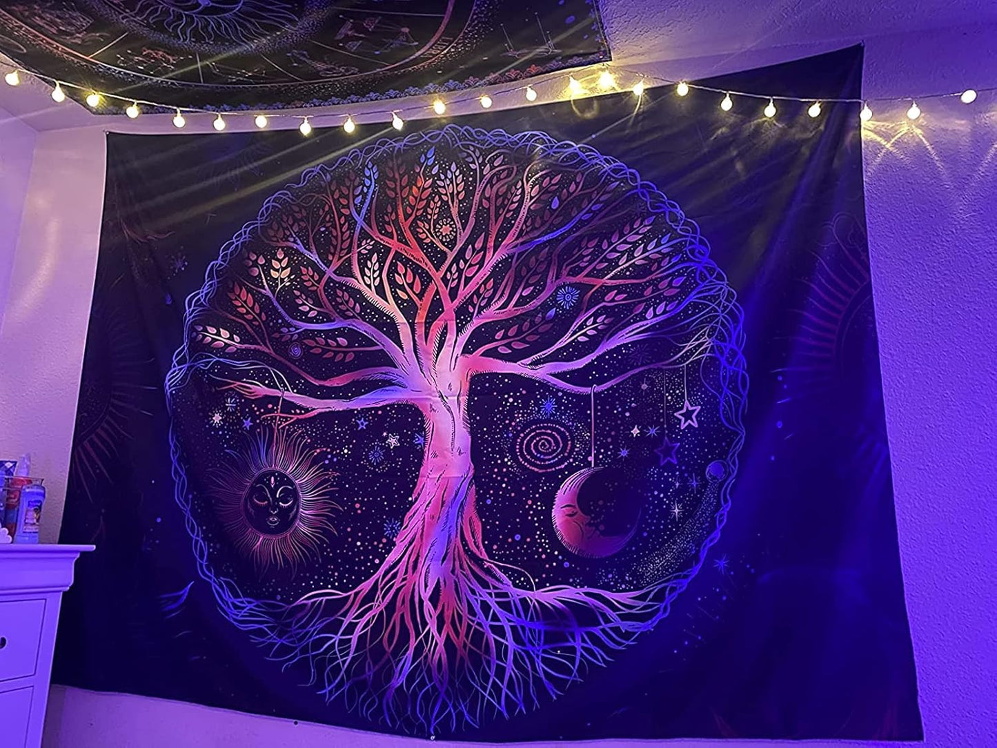 FORATER Tree of Life Tapestry Wall Hanging Colorful Life Tree Tapestries Aesthetic Sun and Moon Galaxy Wall Tapestry for Bedroom Living Room Dorm(36 x 48 Inch, Multicolor)
