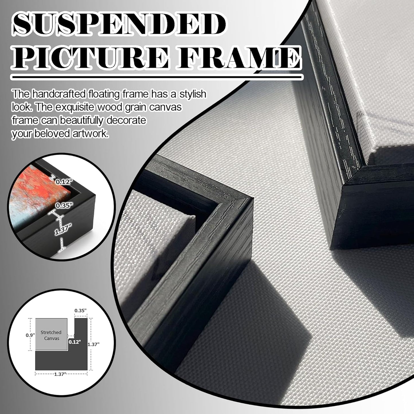 JEAWA Framed Canvas Wall Art Decor - Blue Gray Wall Art for Bedroom Study Dining Room, Winter Landscape Wall Art Canvas Paintings, Moon Pictures Wall Decor, Tree Art Wall Decor, 20x40 IN