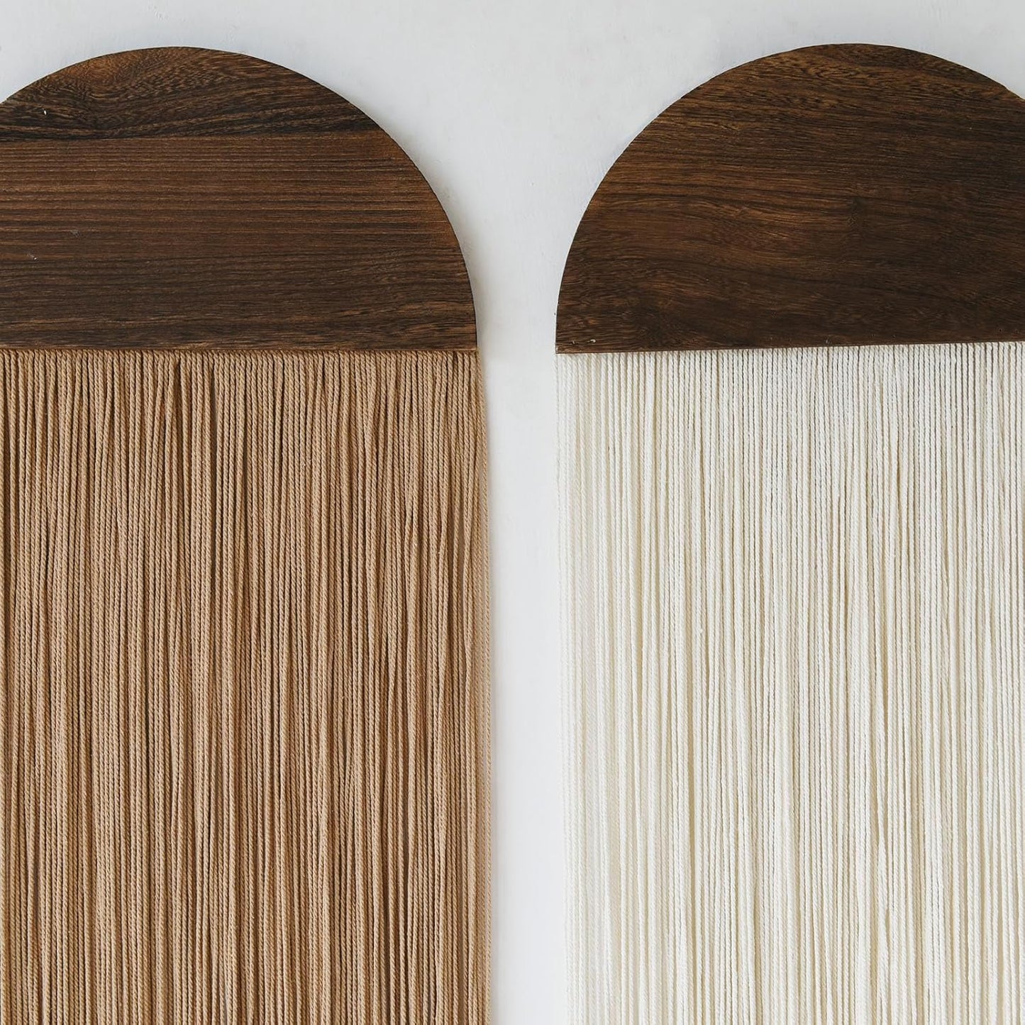 Flber 2 Pcs Macrame Wall Hanging Boho Wall Decor Handmade Macrame Art Tapestry Wedding Macrame Backdrop 13.7" W x 51" L For Living room Bedroom Headboard Decor