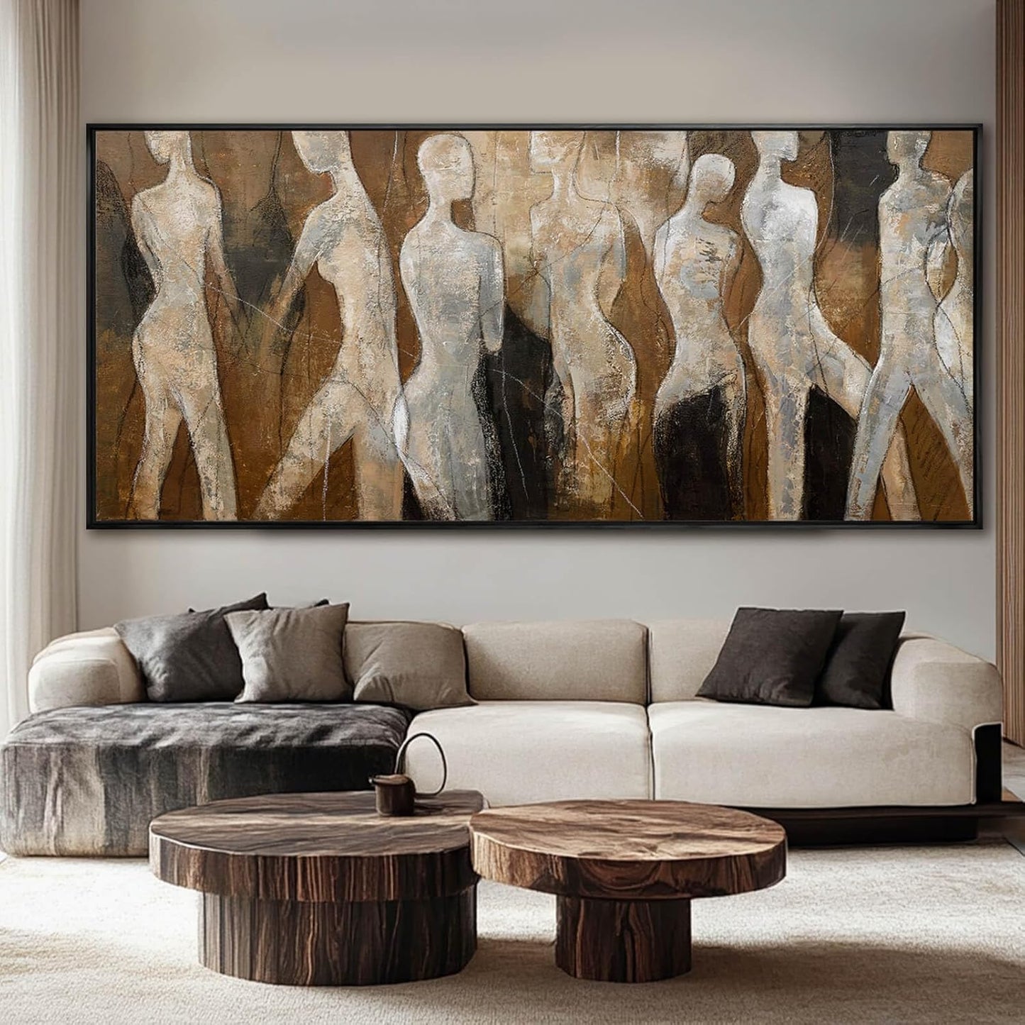 Line Framed Wall Art Figure Wall Prints Contemporary Hanging Wall Decor 32"x70" Large Artwork for Living Room Office Decorations