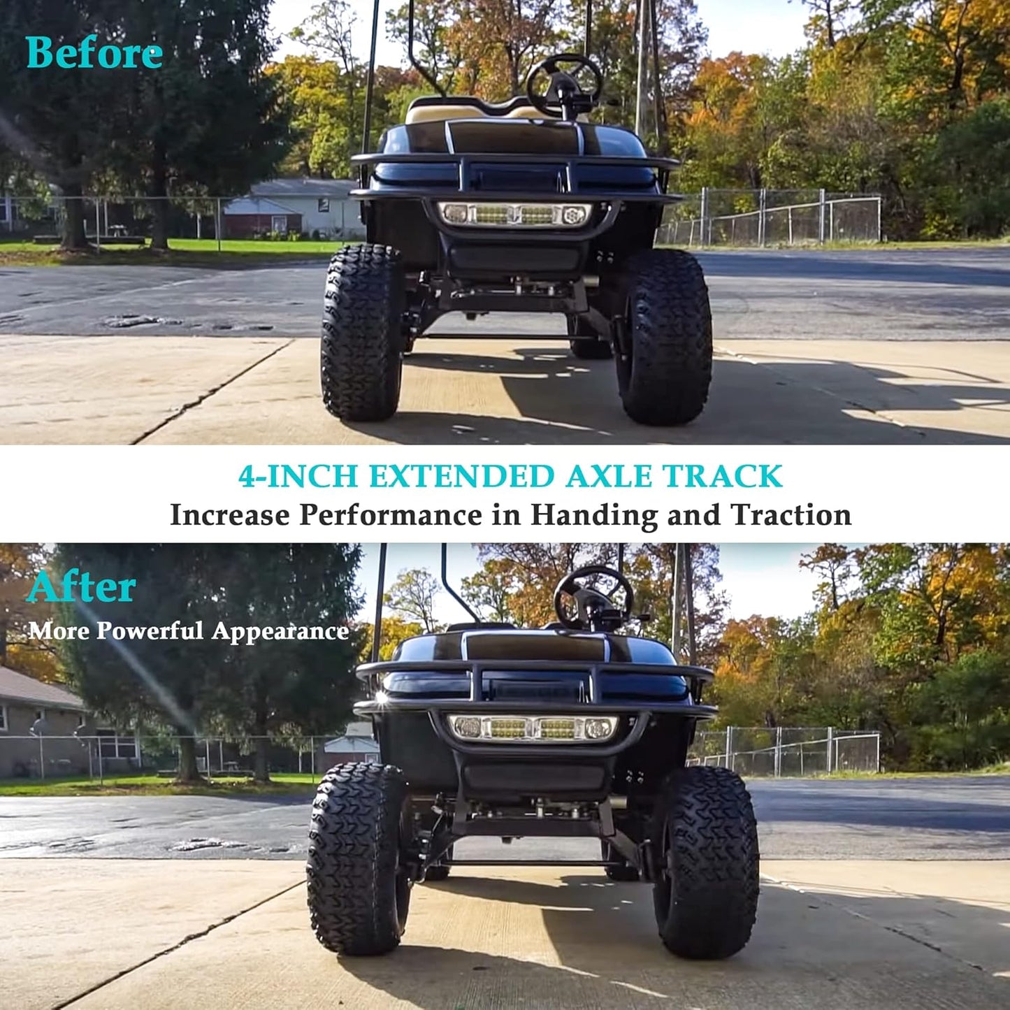 10L0L Golf Cart 2 inch Wheel Spacers for Yamaha, EZGO, Club Car (4x72mm Bolt Pattern, 68mm Hub Bore, 1/2-20 Studs) 4 Pack, Black