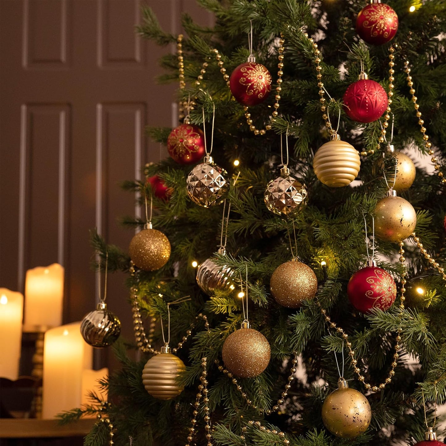 Valery Madelyn Christmas Ornaments Tree Decorations Set for Fall Halloween, 24ct Gold Shatterproof Ball Ornaments, 2.36" Hanging Ornament Bulk for Xmas Holiday Party Decor