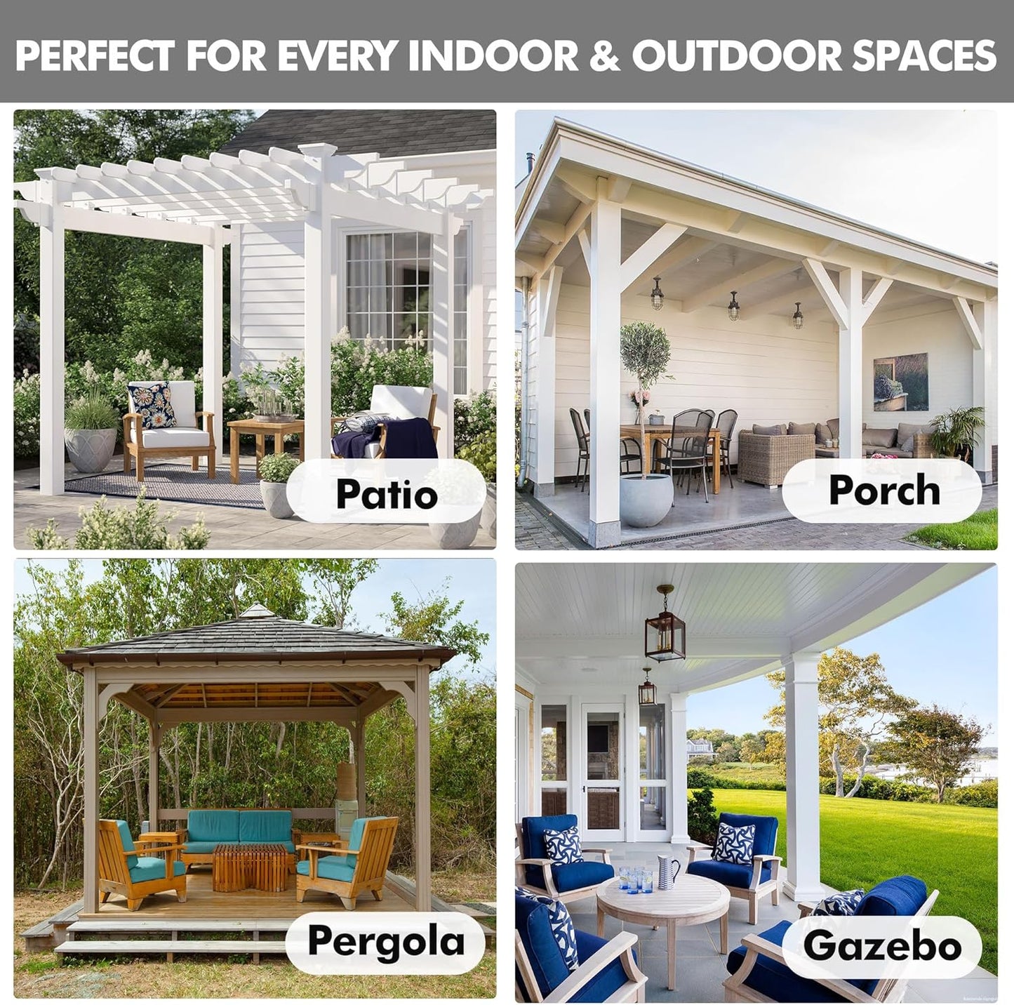 HolidayIdeas Linen Outdoor Curtains for Patio Waterproof-4 Panels Taupe Outside Curtains 54"x95"-Indoor/Outdoor Privacy Gazebo Curtains Weighted Weatherproof for Pergola, Porch, Cabana, Sunroom