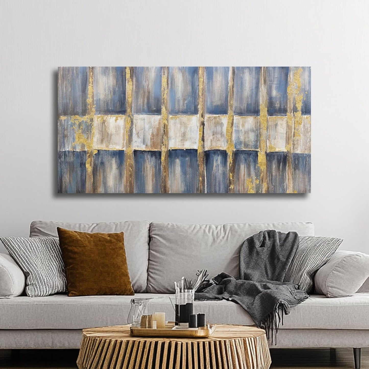 Belmrxne Abstract Art Blue and White Wall Decor Contemporary Unique Wall Art Motivational Canvas Painting Artwork for Living Room Bedroom Dining Room Office Home Decor 20x40inch