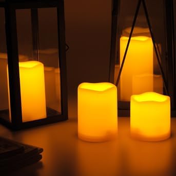 CANDLE CHOICE Outdoor Battery Operated Flameless Candles with Remote & Timer Waterproof Plastic Realistic Flickering Fake Electric LED Pillars for Lantern Garden Wedding Christmas Decorations 4 Pack