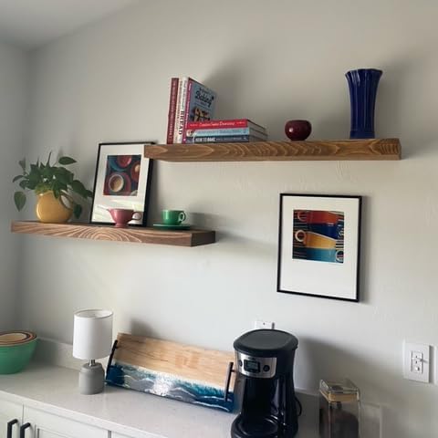 joelsantiques 42 Inch Wooden Floating Shelves for Wall - 42x8x2 in - Made of Natural Wood - Heavy Duty Rustic Wall Shelves Made in USA - Perfect for Living Room, Kitchen - Brown